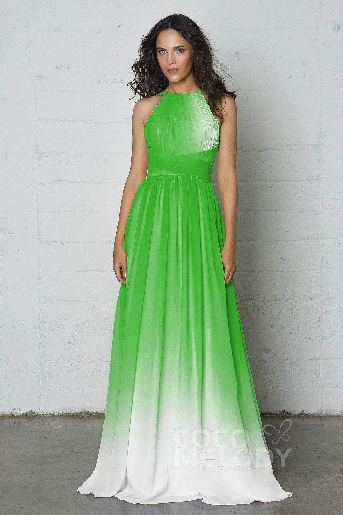Sheath-Column Floor Length Chiffon Ombre Dress COZF17008