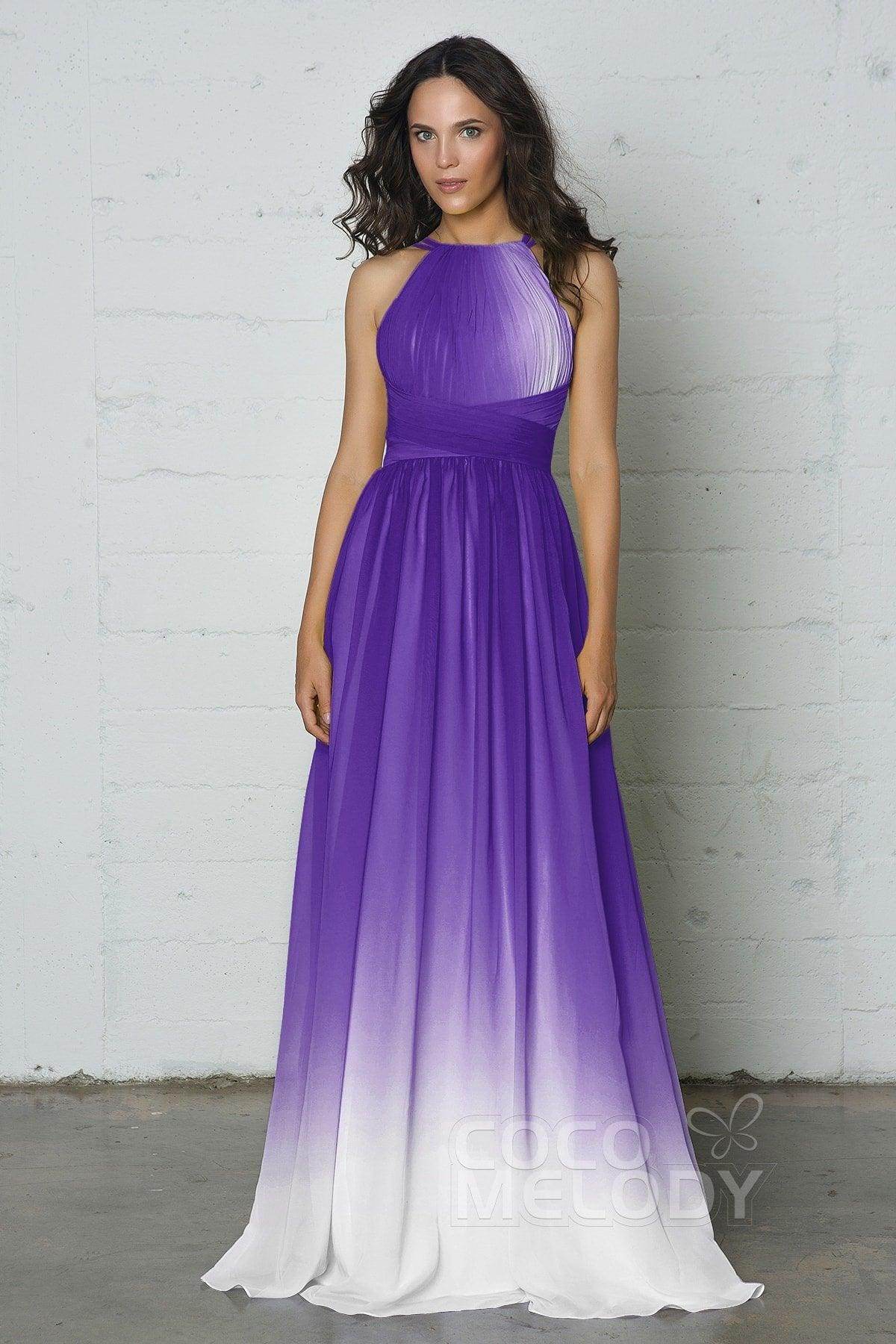 Sheath-Column Floor Length Chiffon Ombre Dress COZF17008