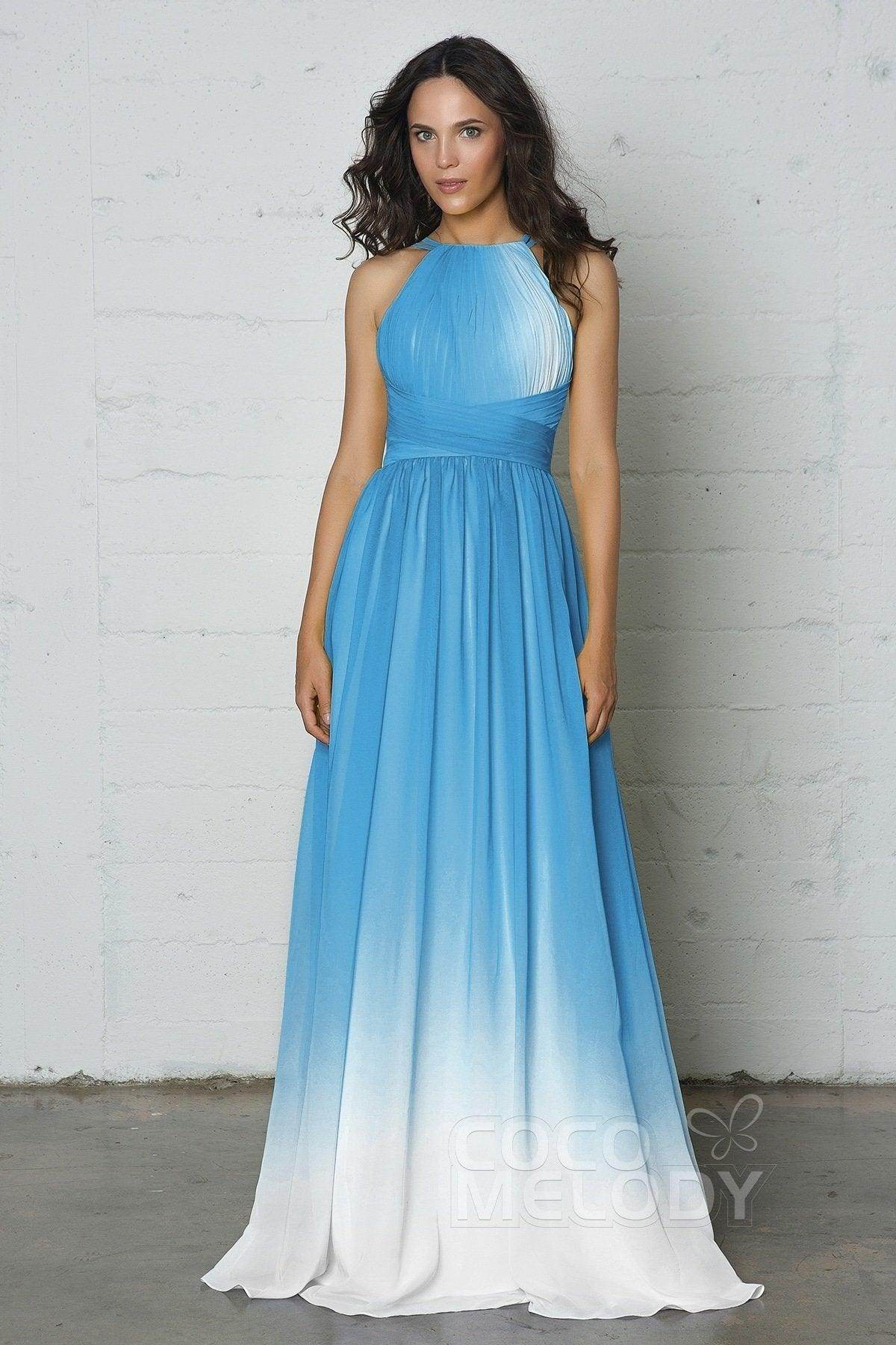 Sheath-Column Floor Length Chiffon Ombre Dress COZF17008