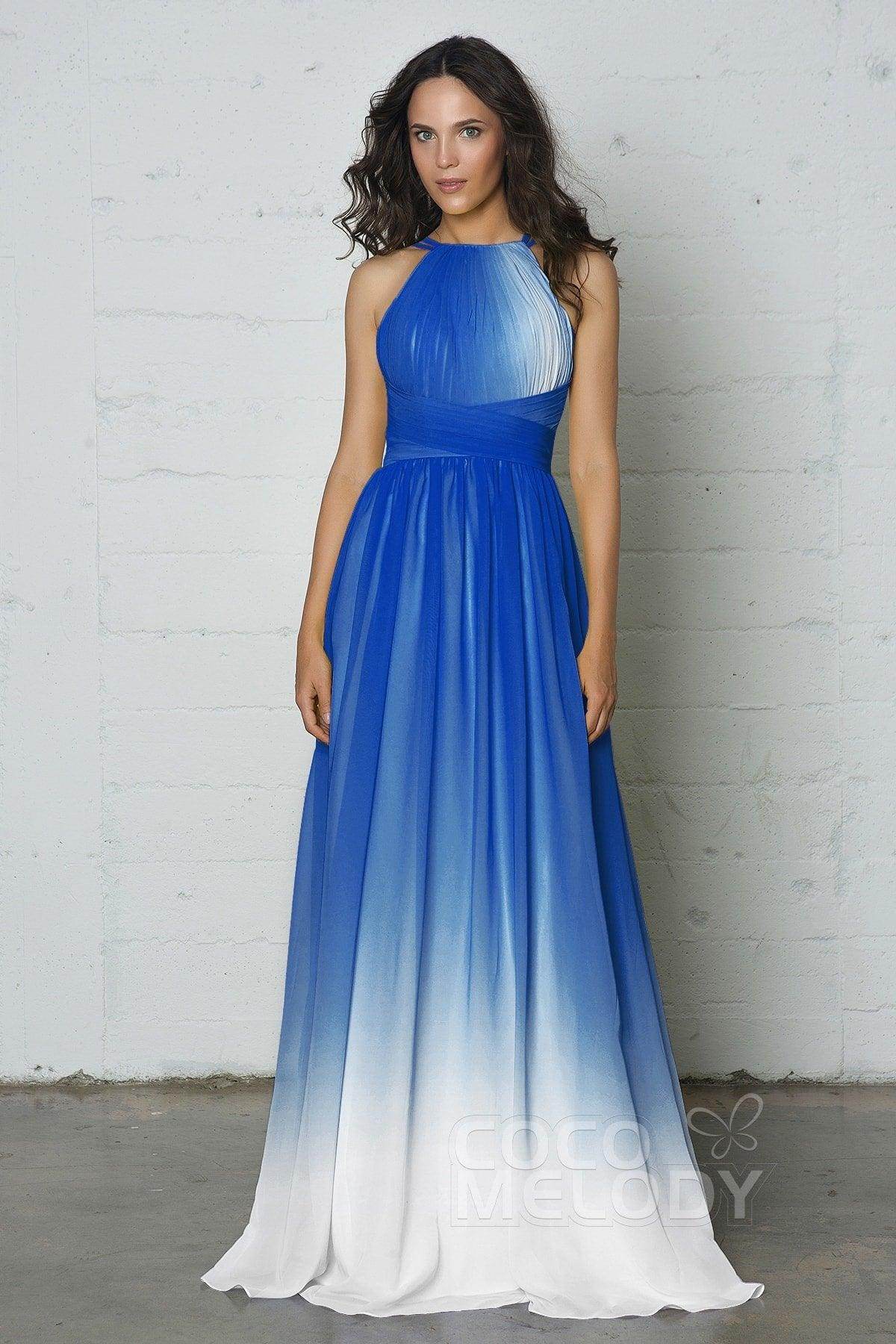Sheath-Column Floor Length Chiffon Ombre Dress COZF17008