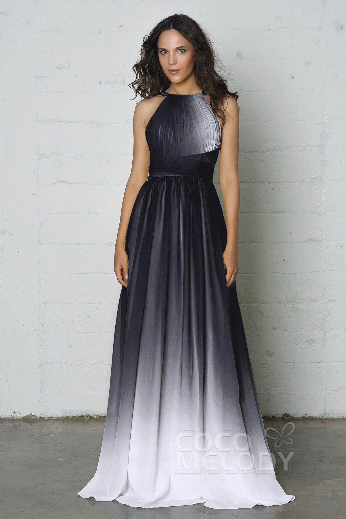 Sheath-Column Floor Length Chiffon Ombre Dress COZF17008