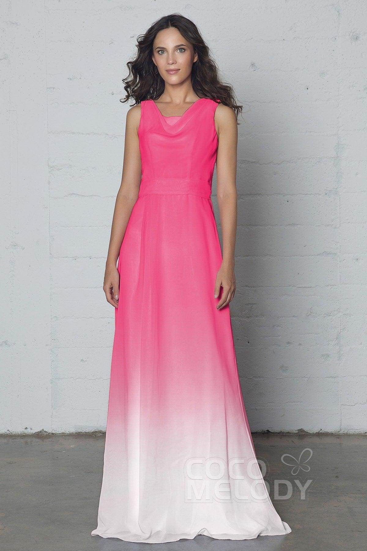Sheath-Column Floor Length Chiffon Ombre Dress COZF17009