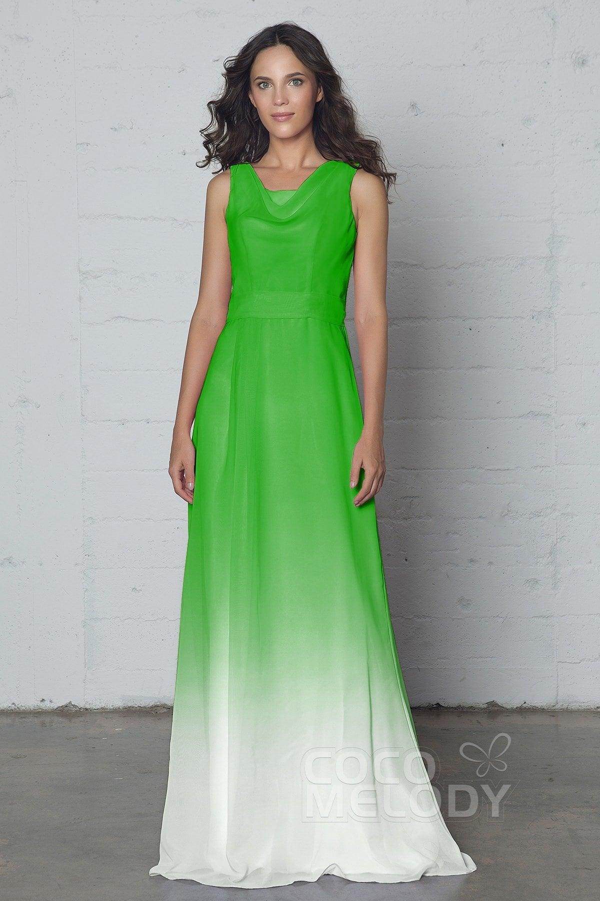 Sheath-Column Floor Length Chiffon Ombre Dress COZF17009