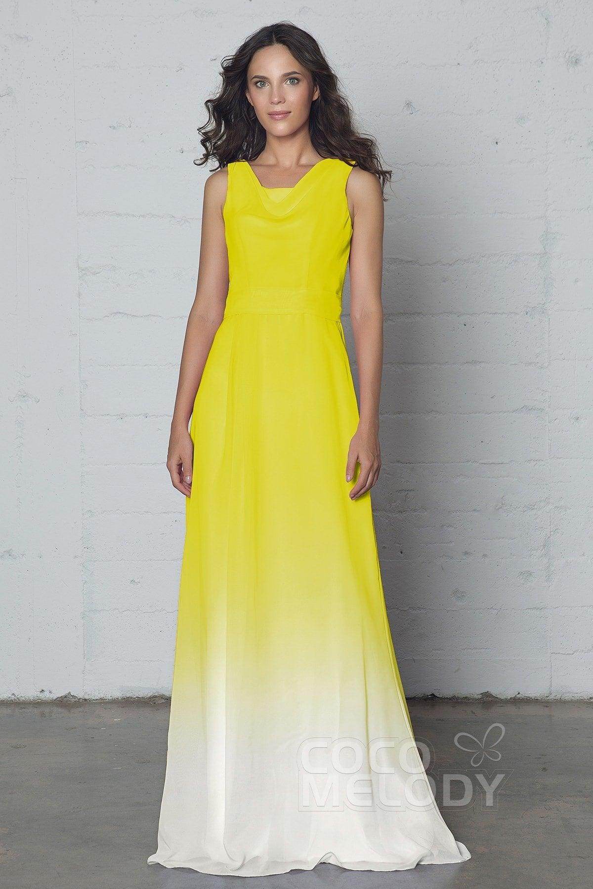 Sheath-Column Floor Length Chiffon Ombre Dress COZF17009