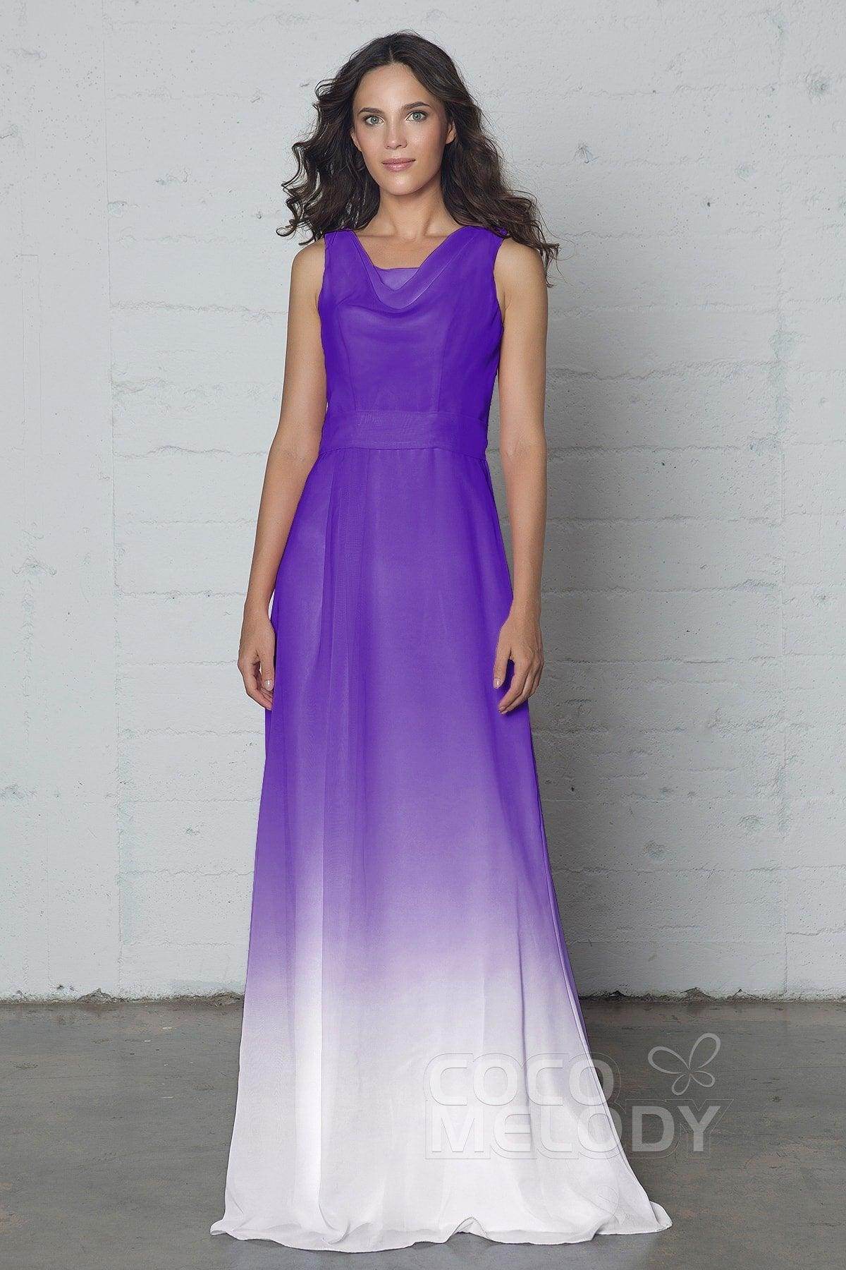 Sheath-Column Floor Length Chiffon Ombre Dress COZF17009
