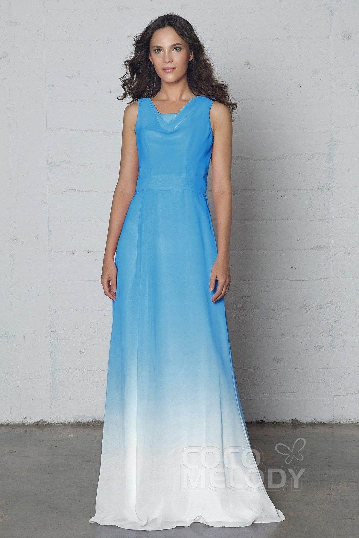 Sheath-Column Floor Length Chiffon Ombre Dress COZF17009