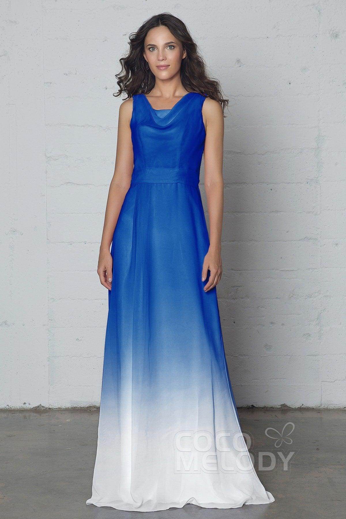 Sheath-Column Floor Length Chiffon Ombre Dress COZF17009