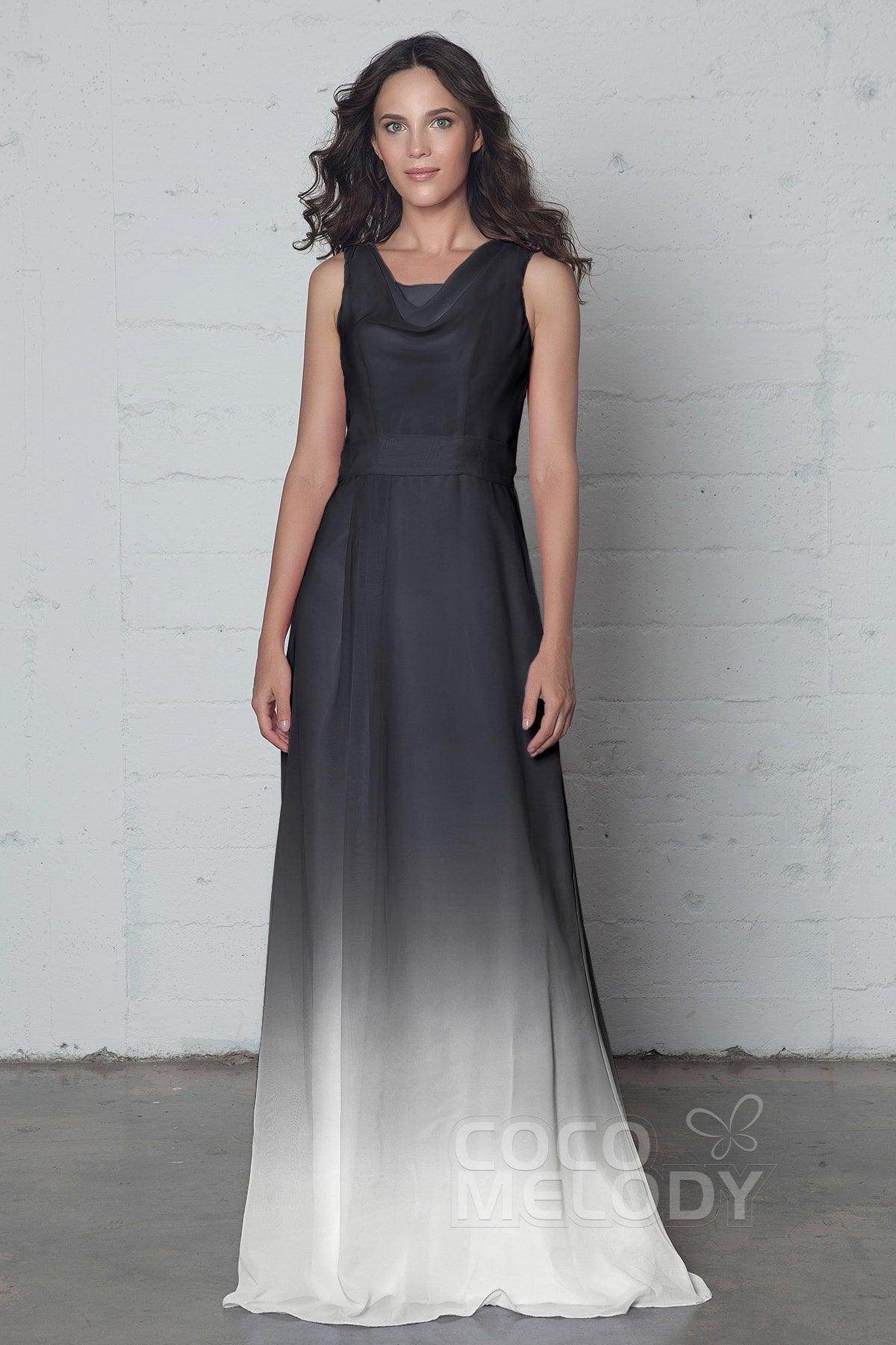 Sheath-Column Floor Length Chiffon Ombre Dress COZF17009