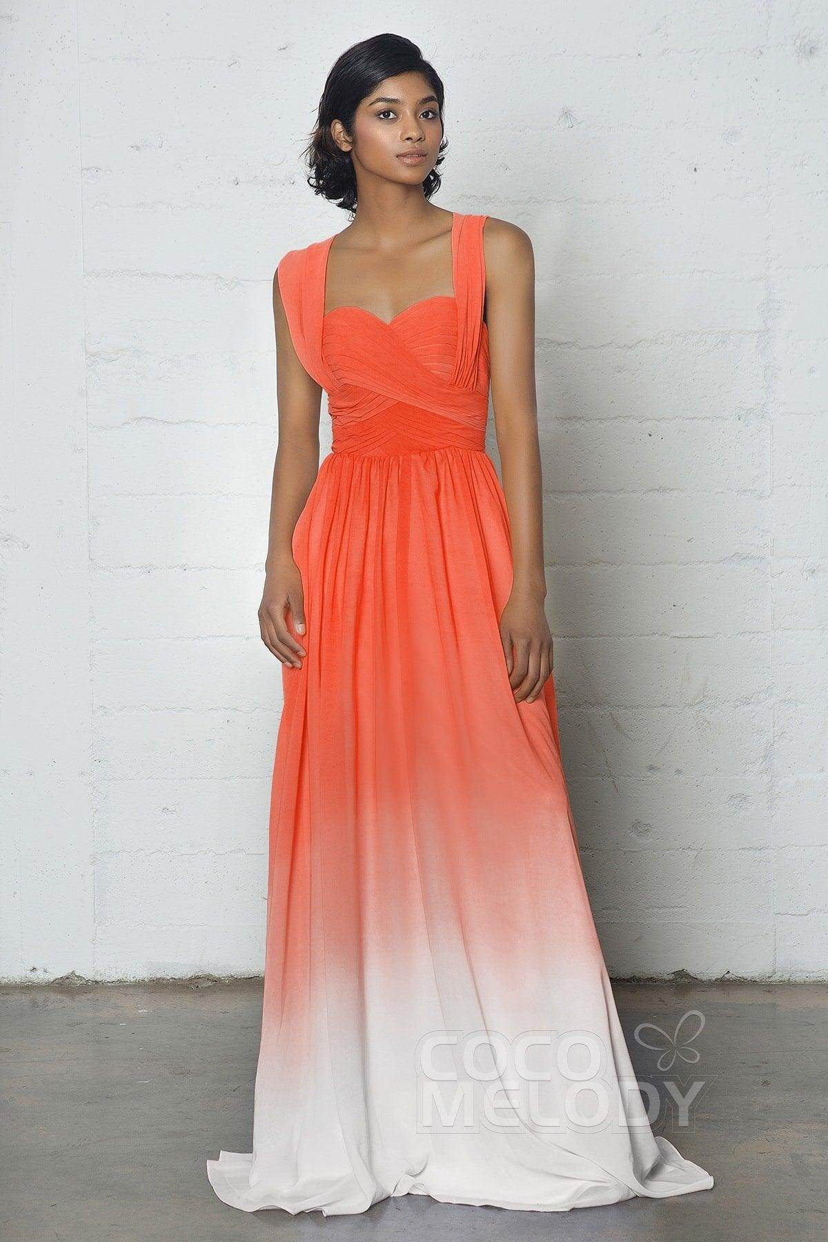 Sheath-Column Floor Length Chiffon Ombre Dress COZF17011