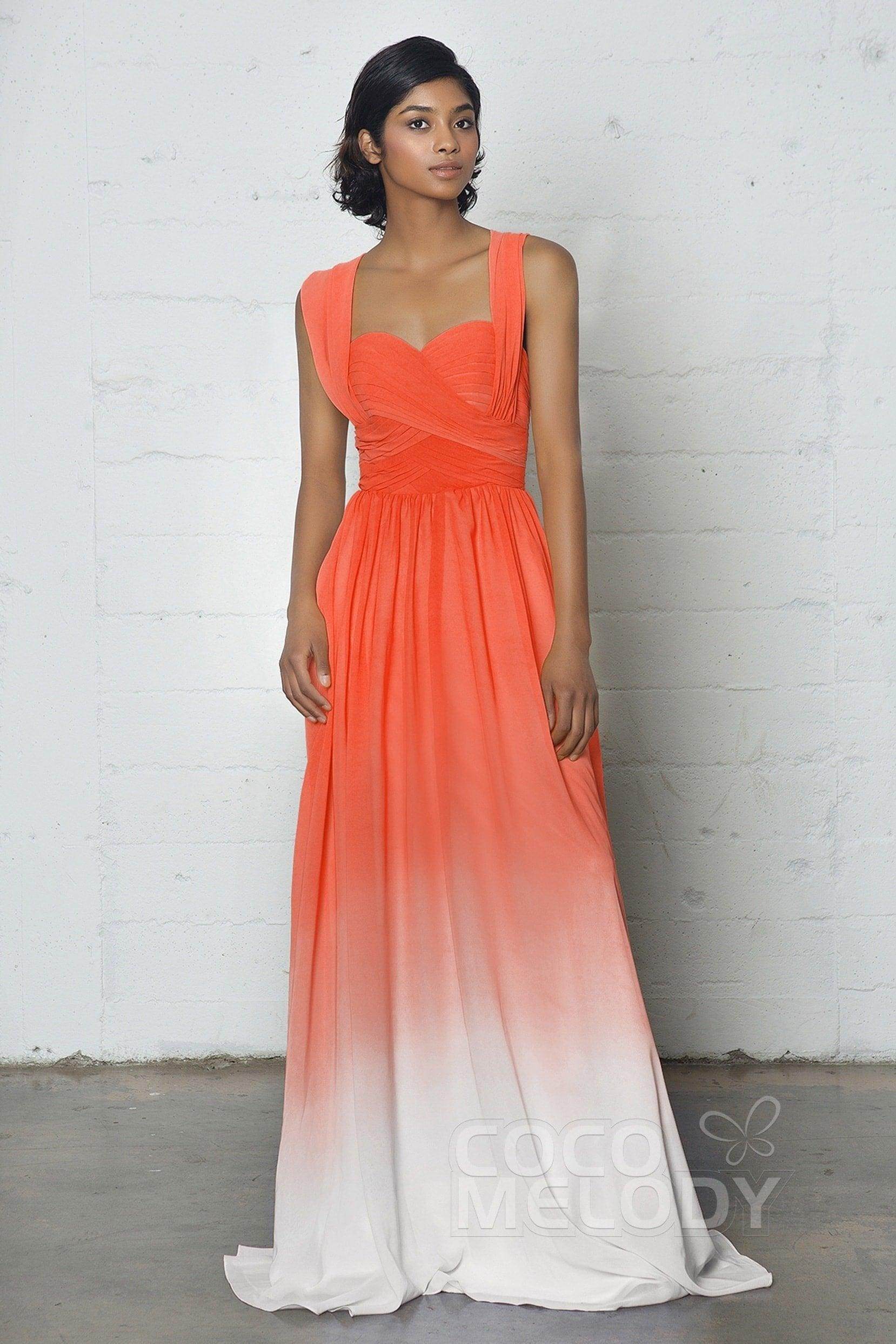 Sheath-Column Floor Length Chiffon Ombre Dress COZF17011