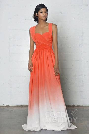 Sheath-Column Floor Length Chiffon Ombre Dress COZF17011