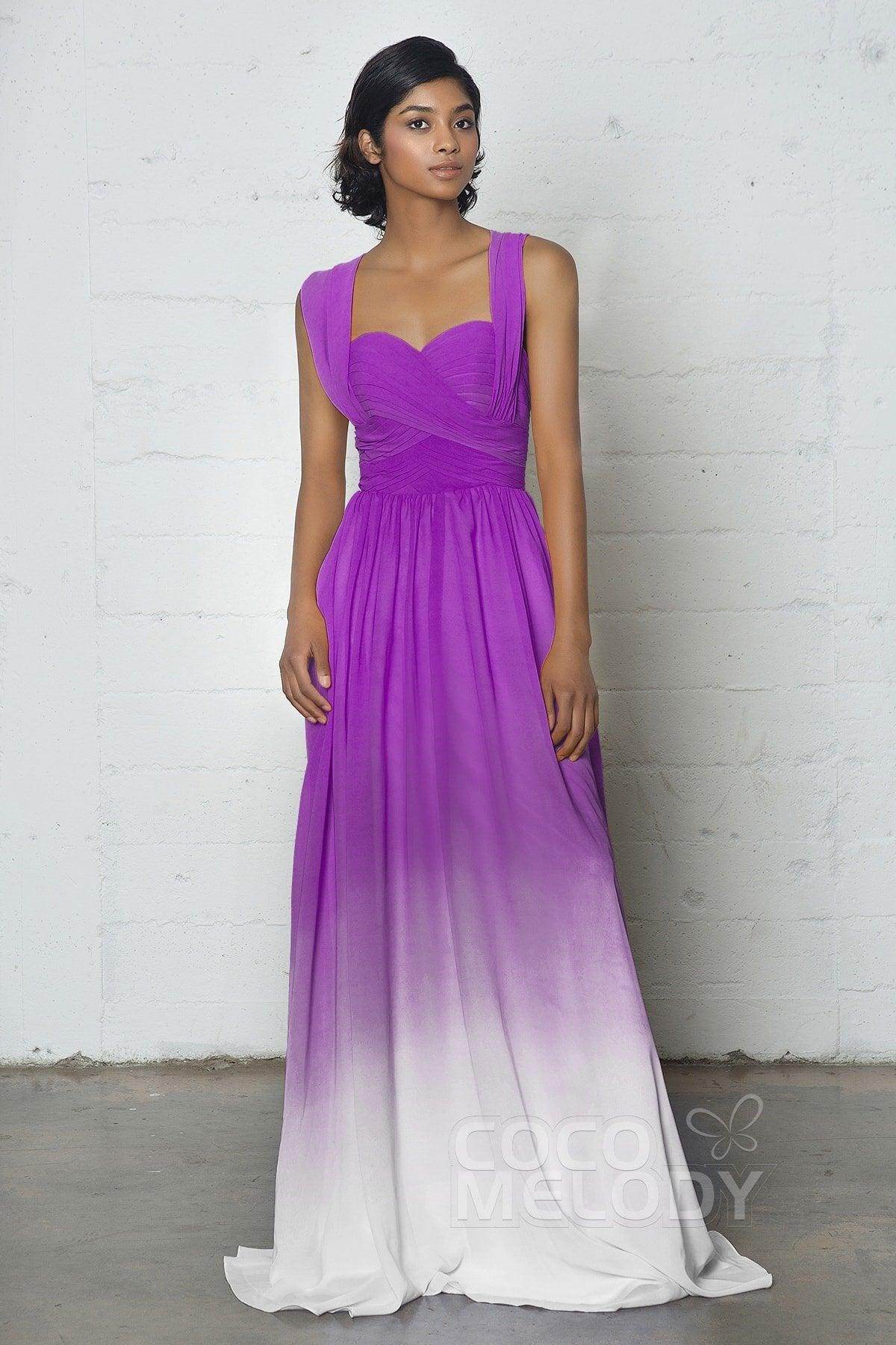 Sheath-Column Floor Length Chiffon Ombre Dress COZF17011