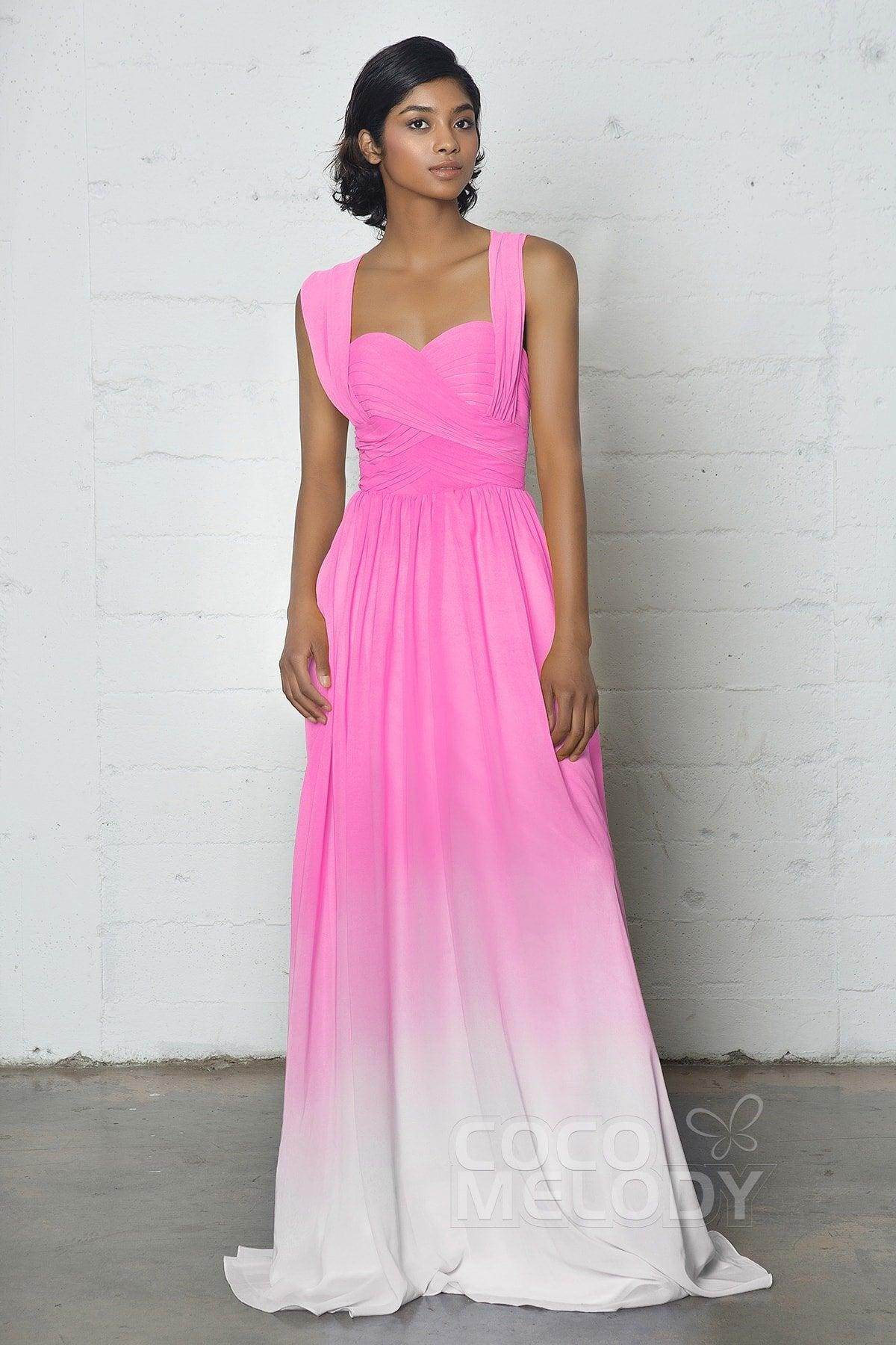 Sheath-Column Floor Length Chiffon Ombre Dress COZF17011