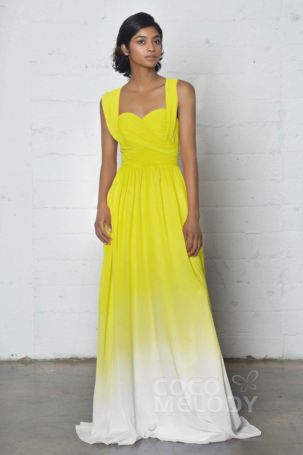 Sheath-Column Floor Length Chiffon Ombre Dress COZF17011