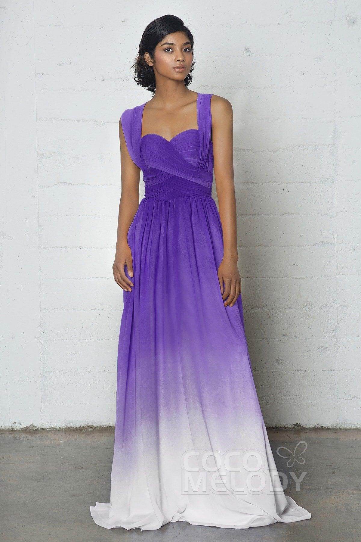 Sheath-Column Floor Length Chiffon Ombre Dress COZF17011