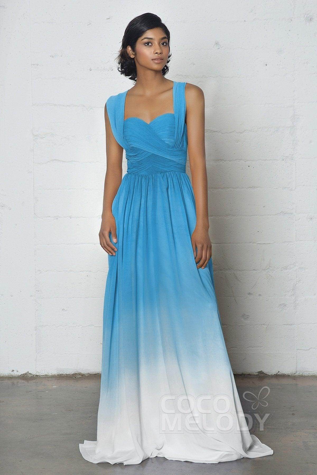 Sheath-Column Floor Length Chiffon Ombre Dress COZF17011
