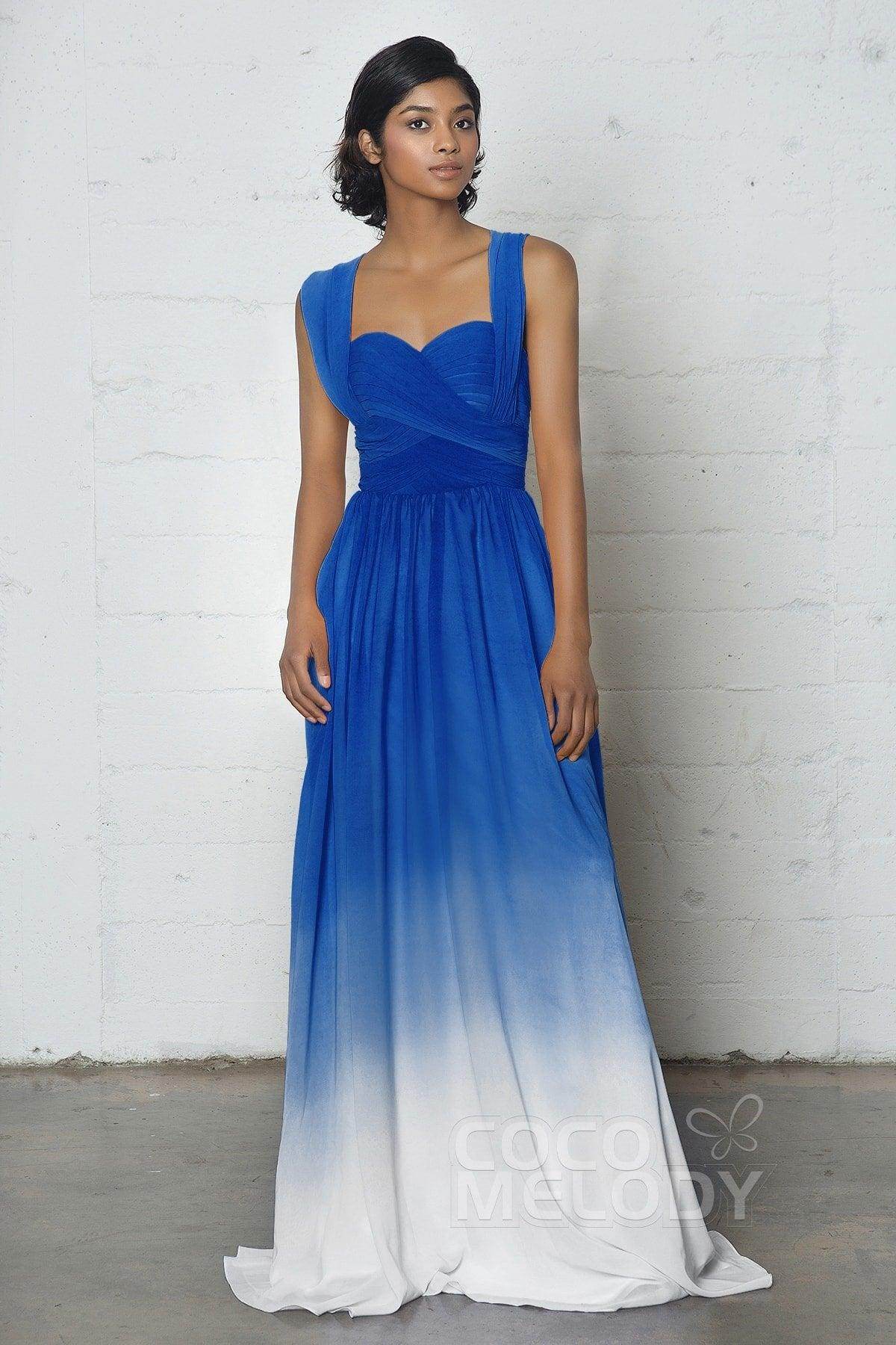 Sheath-Column Floor Length Chiffon Ombre Dress COZF17011