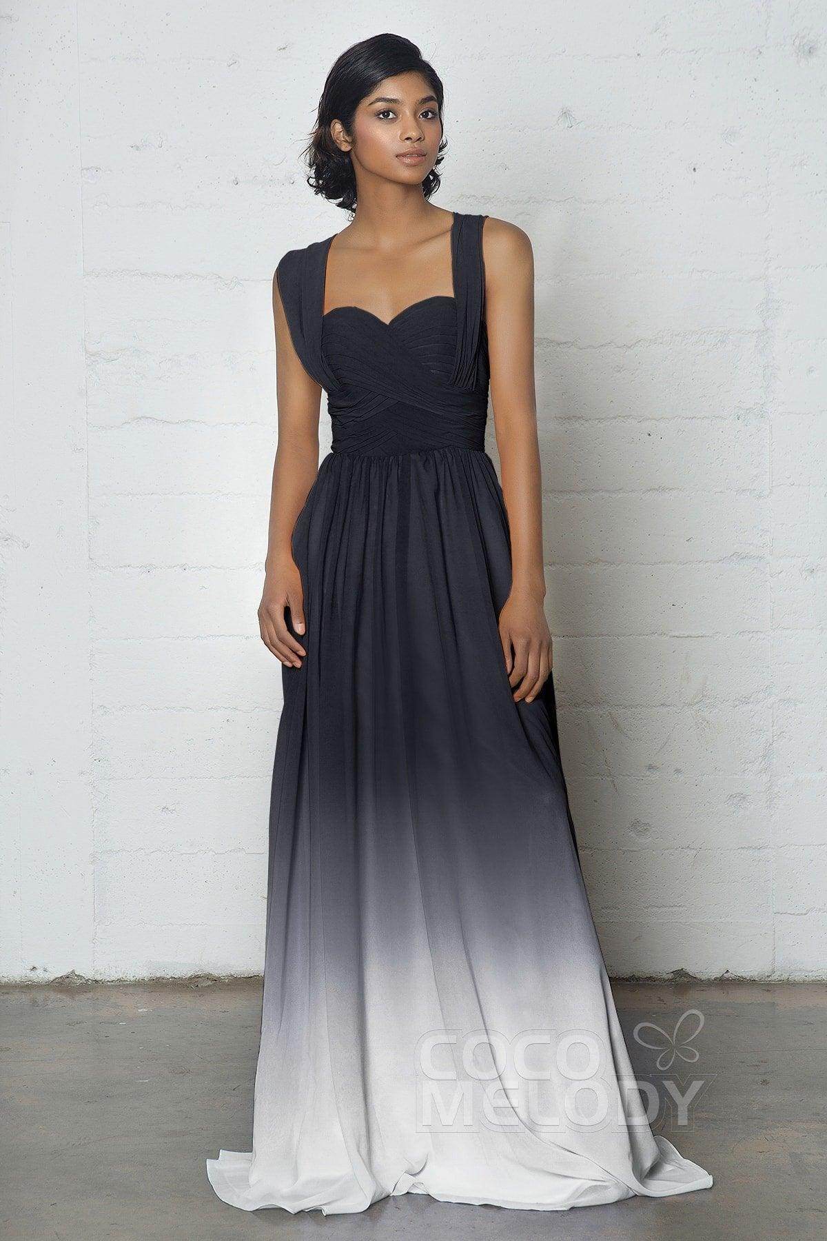 Sheath-Column Floor Length Chiffon Ombre Dress COZF17011