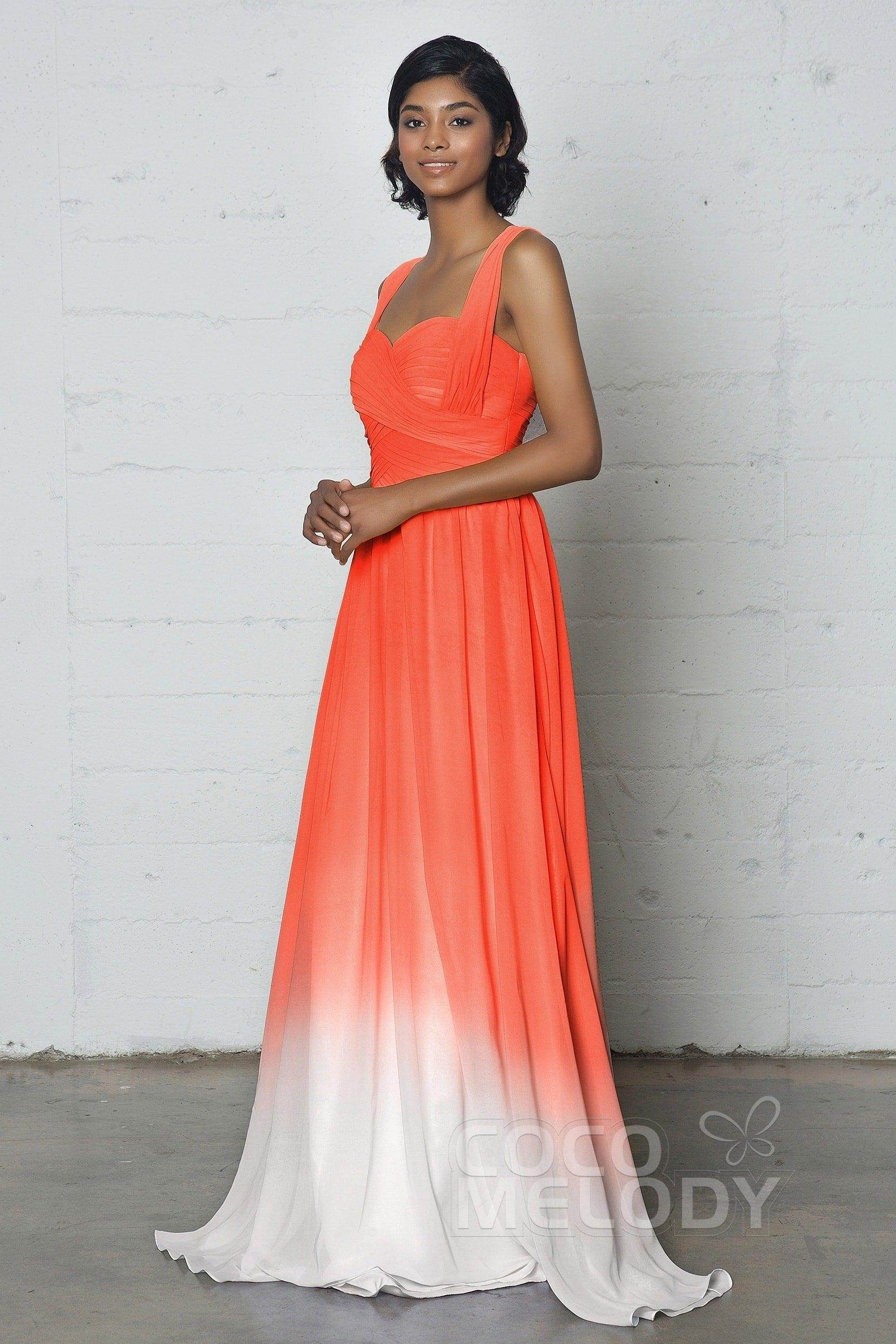 Sheath-Column Floor Length Chiffon Ombre Dress COZF17011