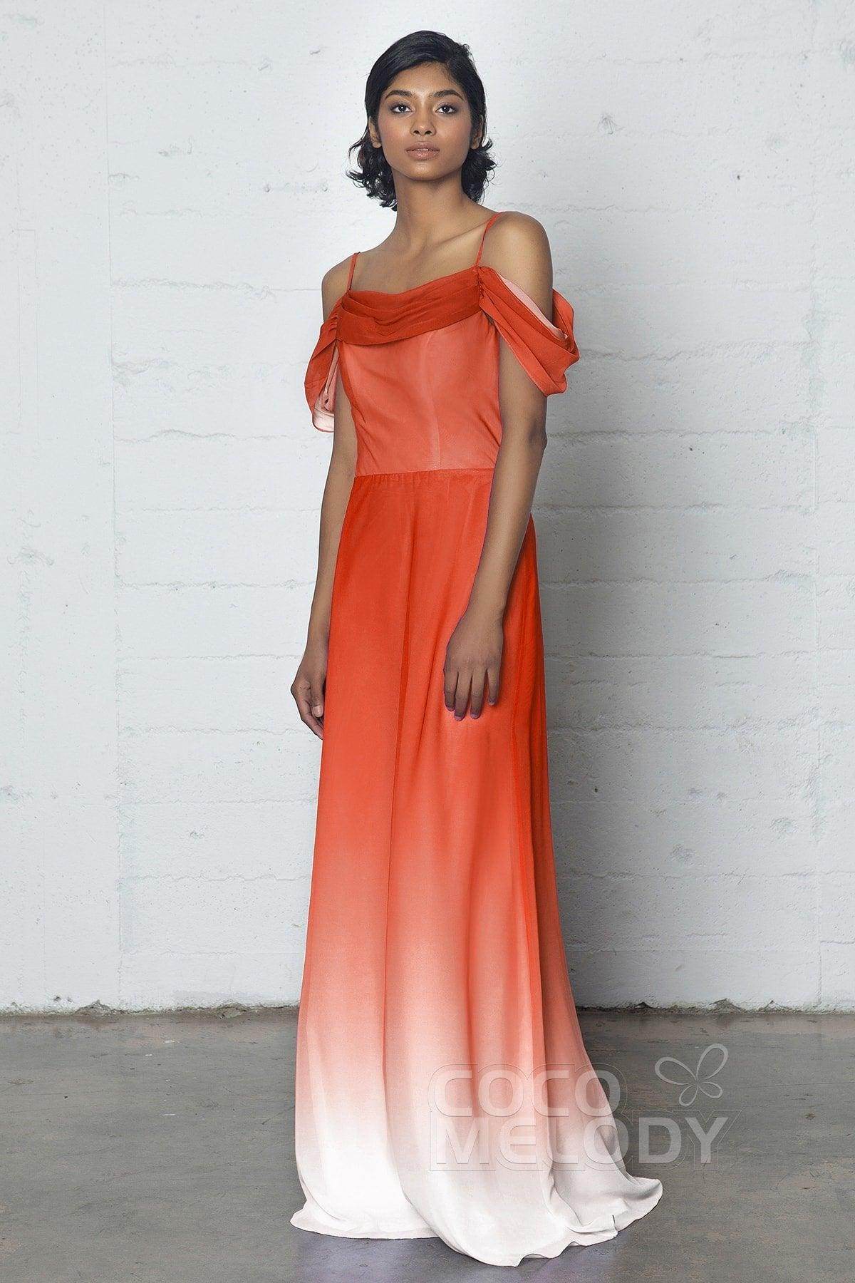 Sheath-Column Floor Length Chiffon Ombre Dress COZF17012