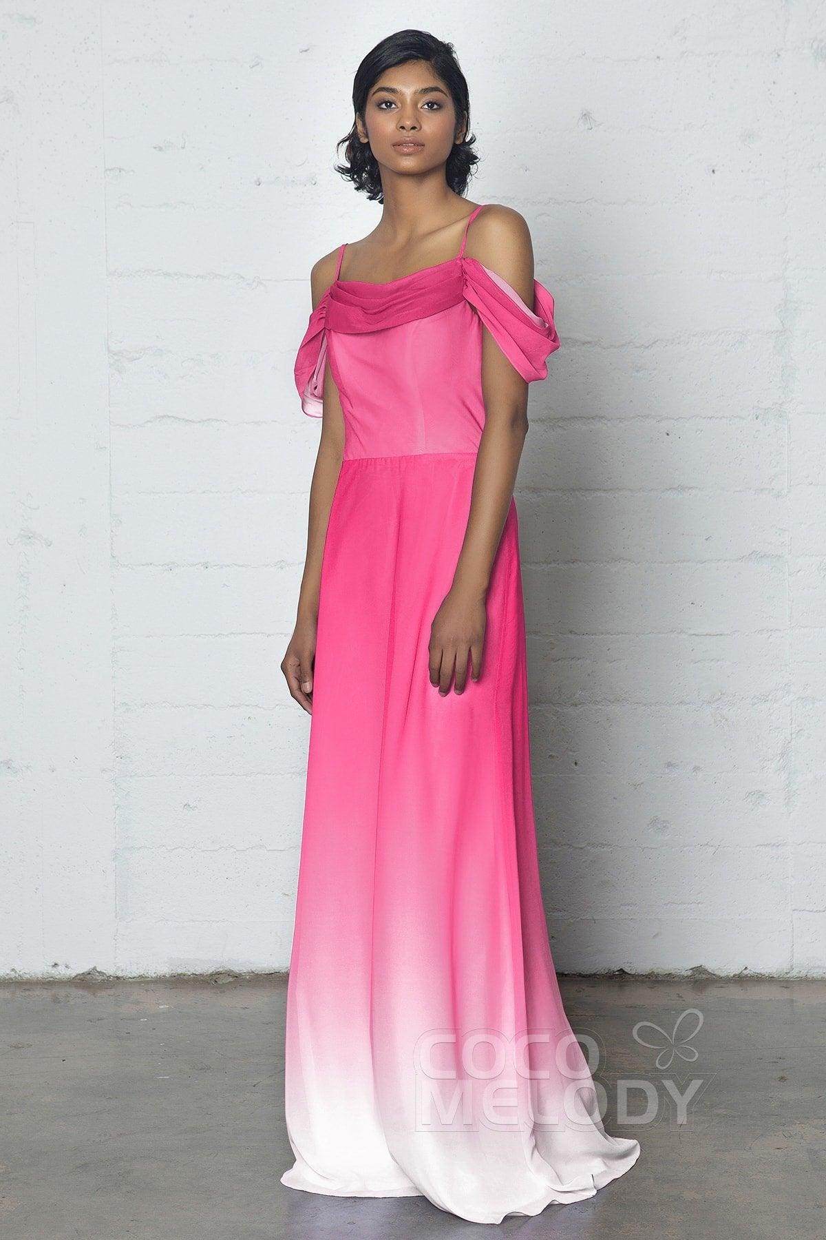 Sheath-Column Floor Length Chiffon Ombre Dress COZF17012