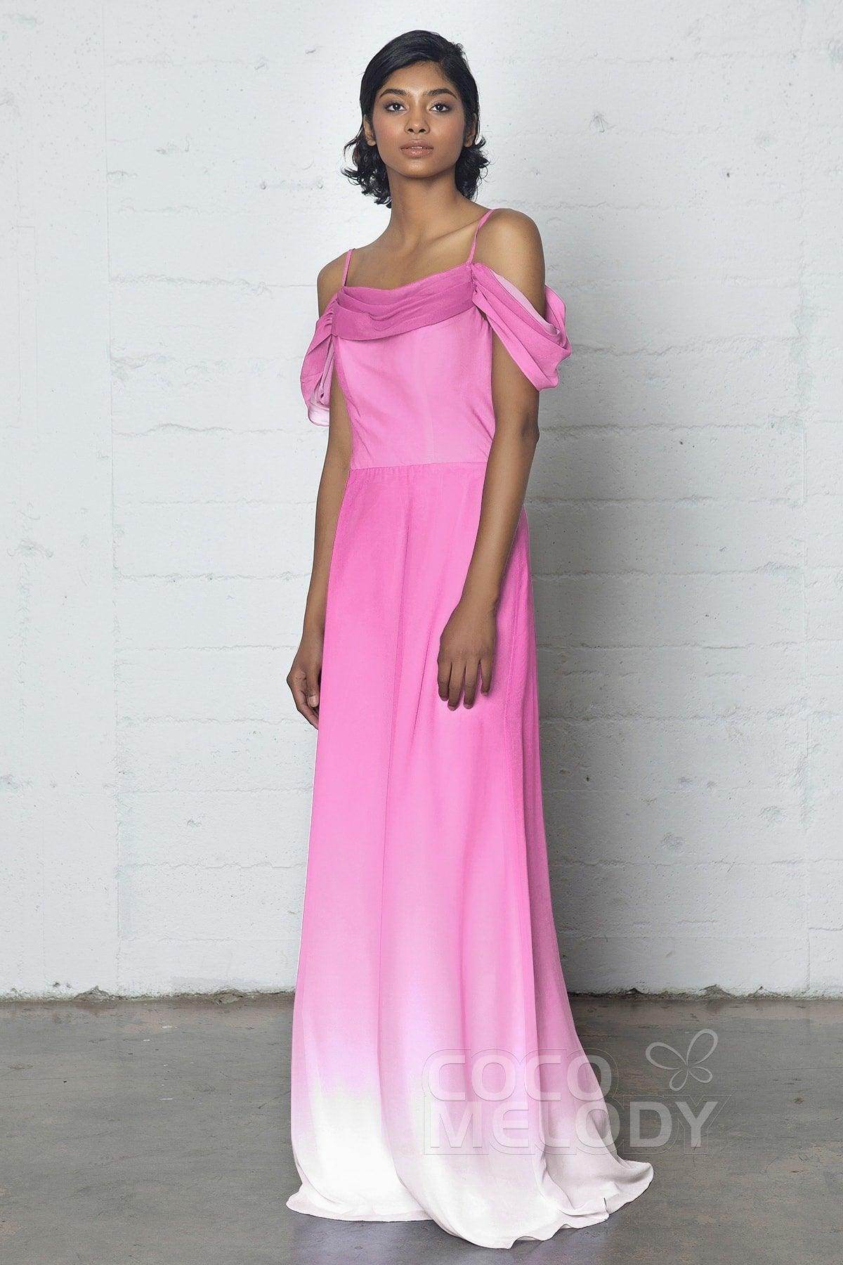 Sheath-Column Floor Length Chiffon Ombre Dress COZF17012