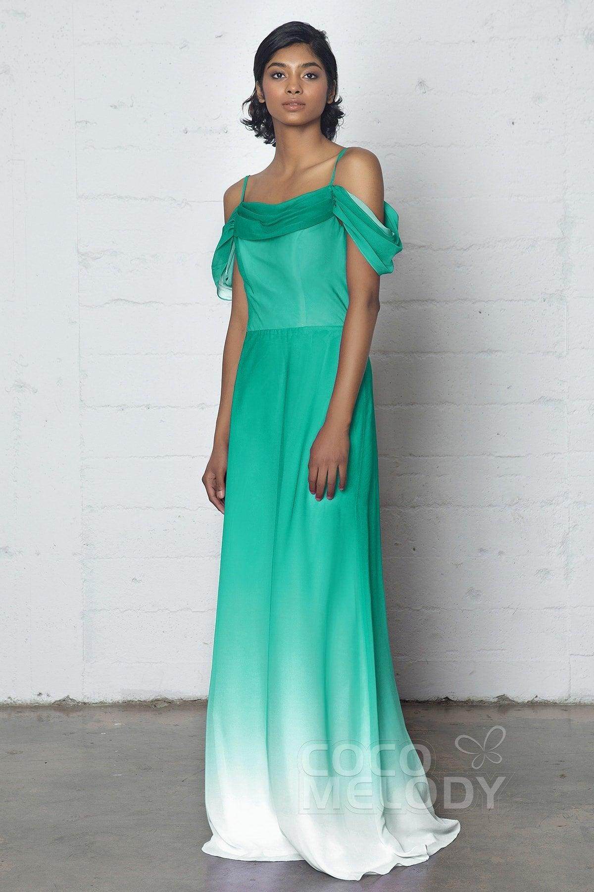 Sheath-Column Floor Length Chiffon Ombre Dress COZF17012