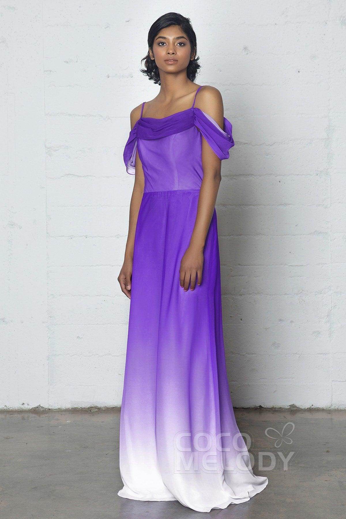 Sheath-Column Floor Length Chiffon Ombre Dress COZF17012