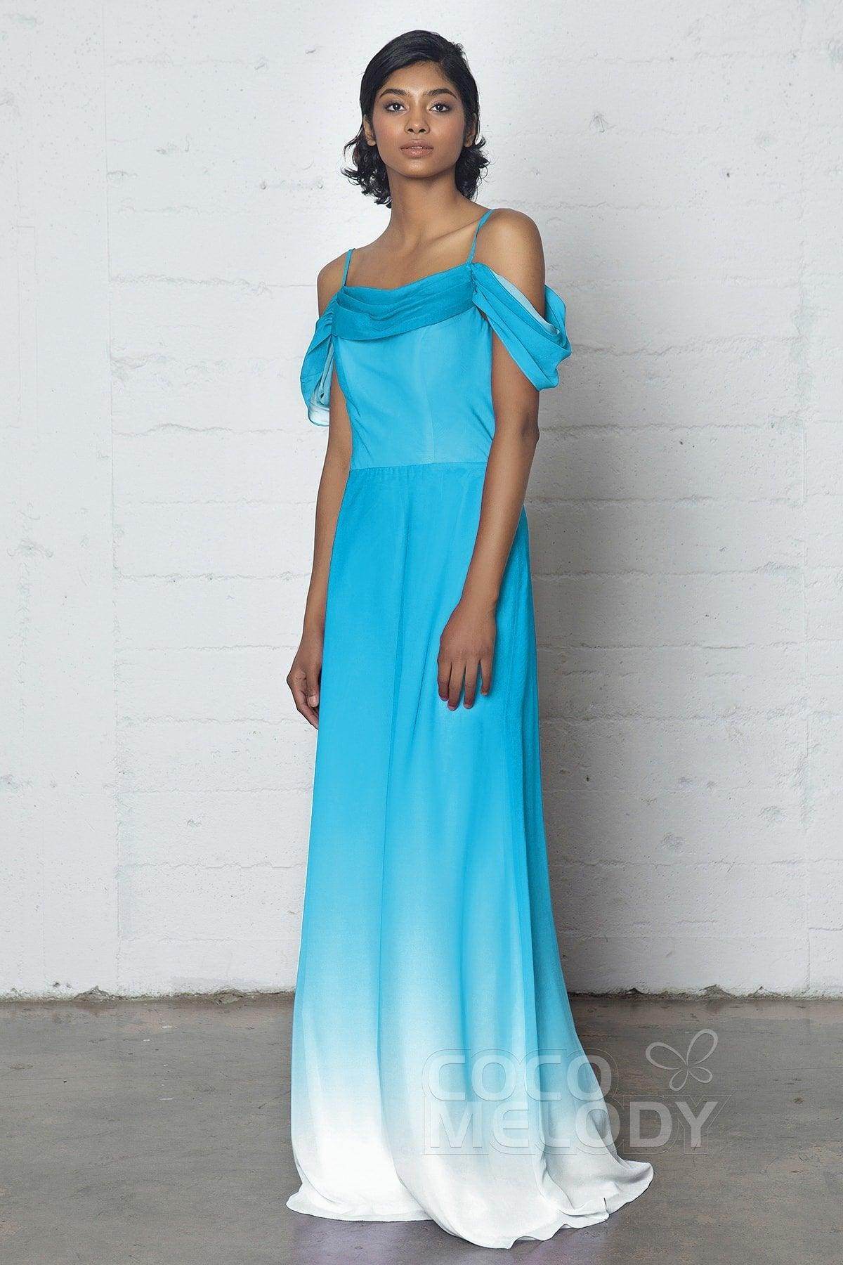 Sheath-Column Floor Length Chiffon Ombre Dress COZF17012