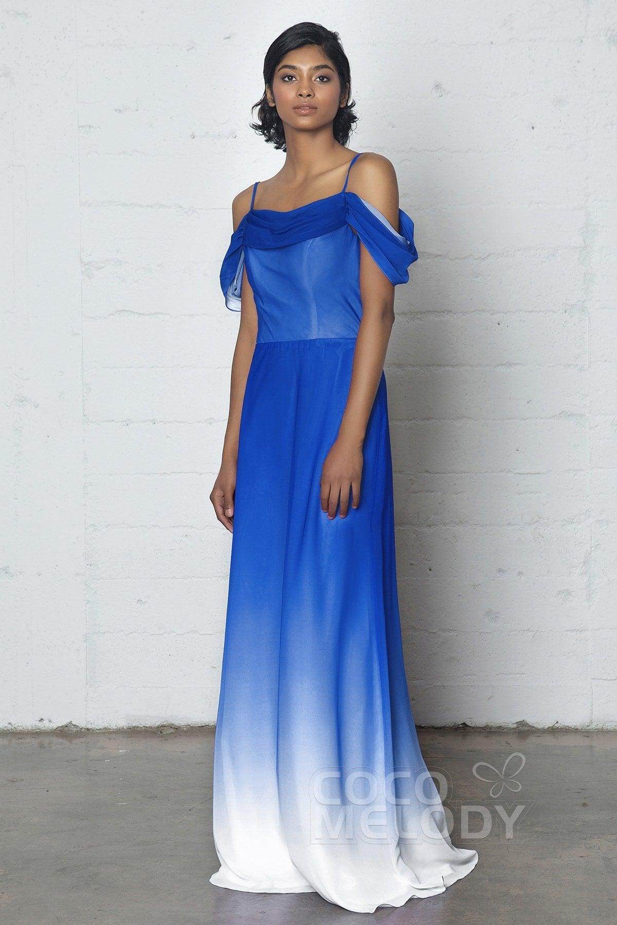 Sheath-Column Floor Length Chiffon Ombre Dress COZF17012