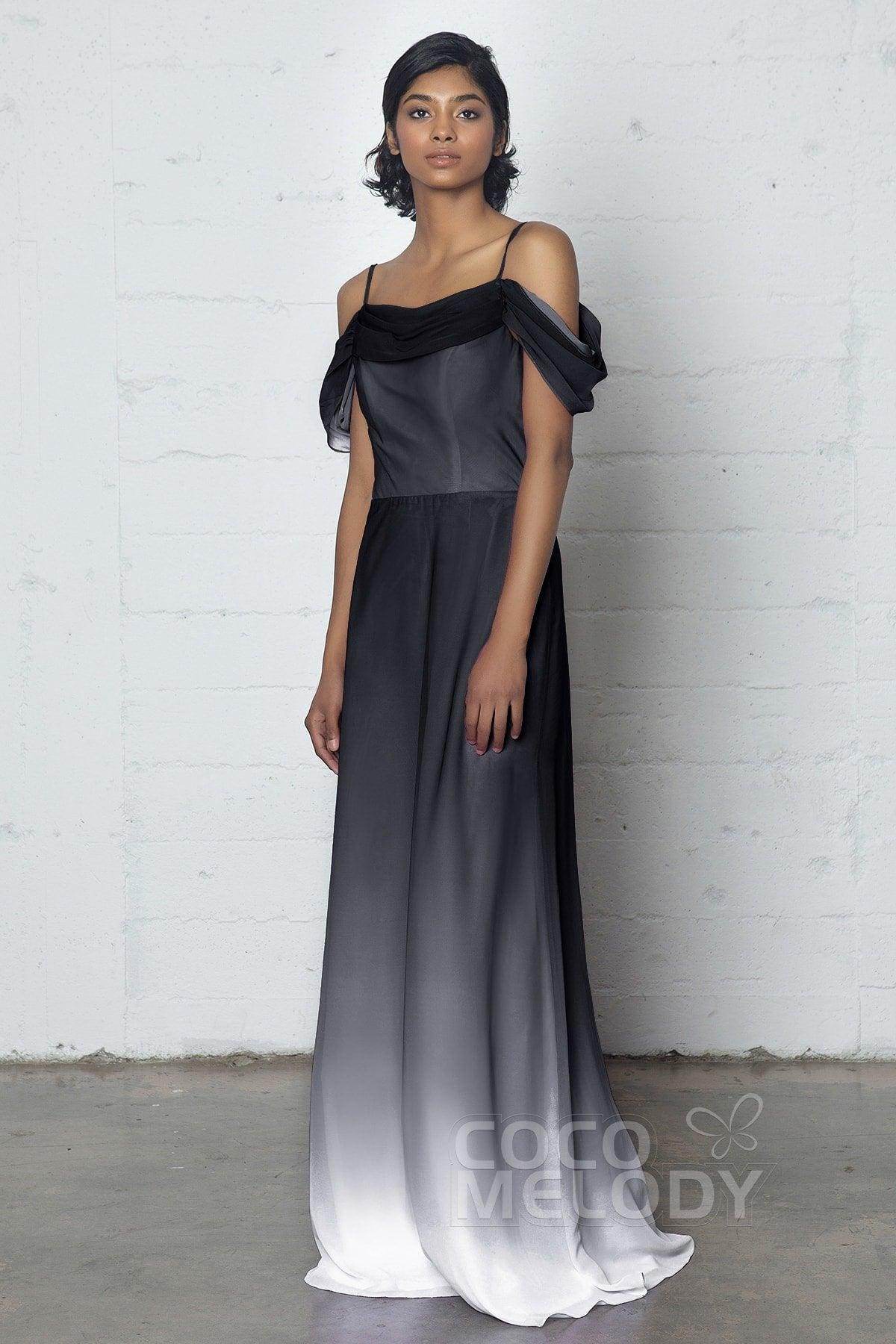 Sheath-Column Floor Length Chiffon Ombre Dress COZF17012