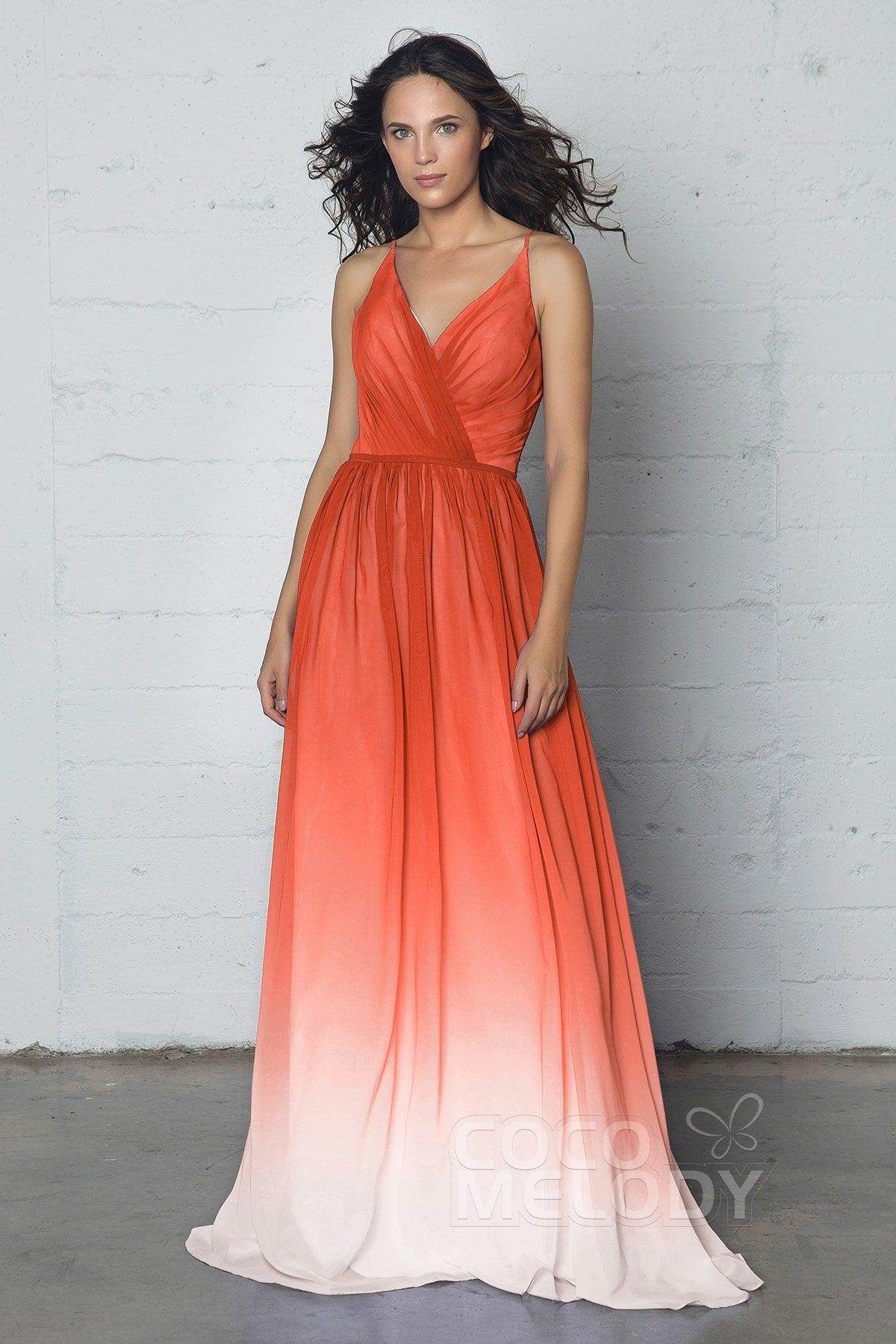 Sheath-Column Floor Length Chiffon Ombre Dress COZF17013