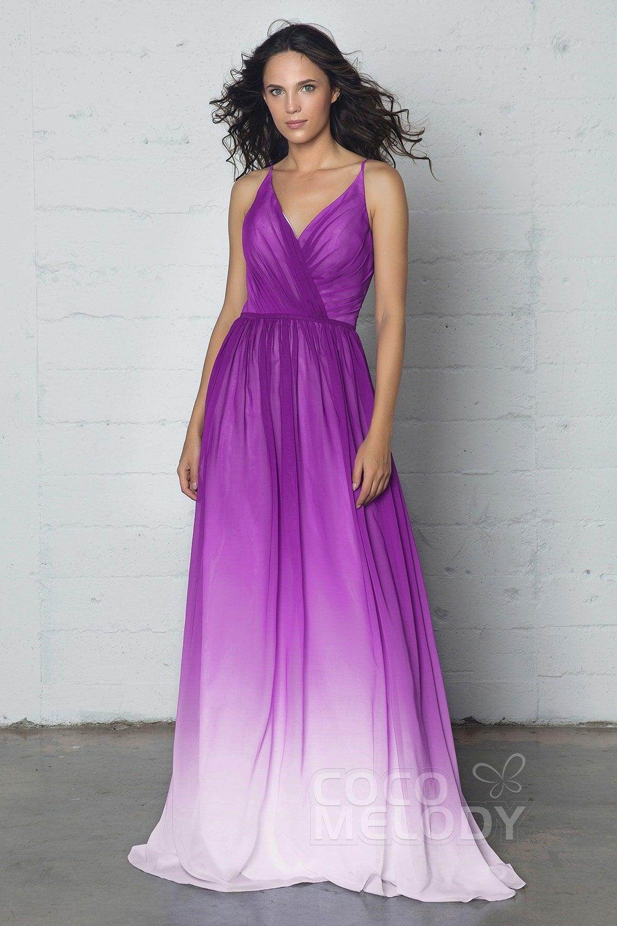Sheath-Column Floor Length Chiffon Ombre Dress COZF17013