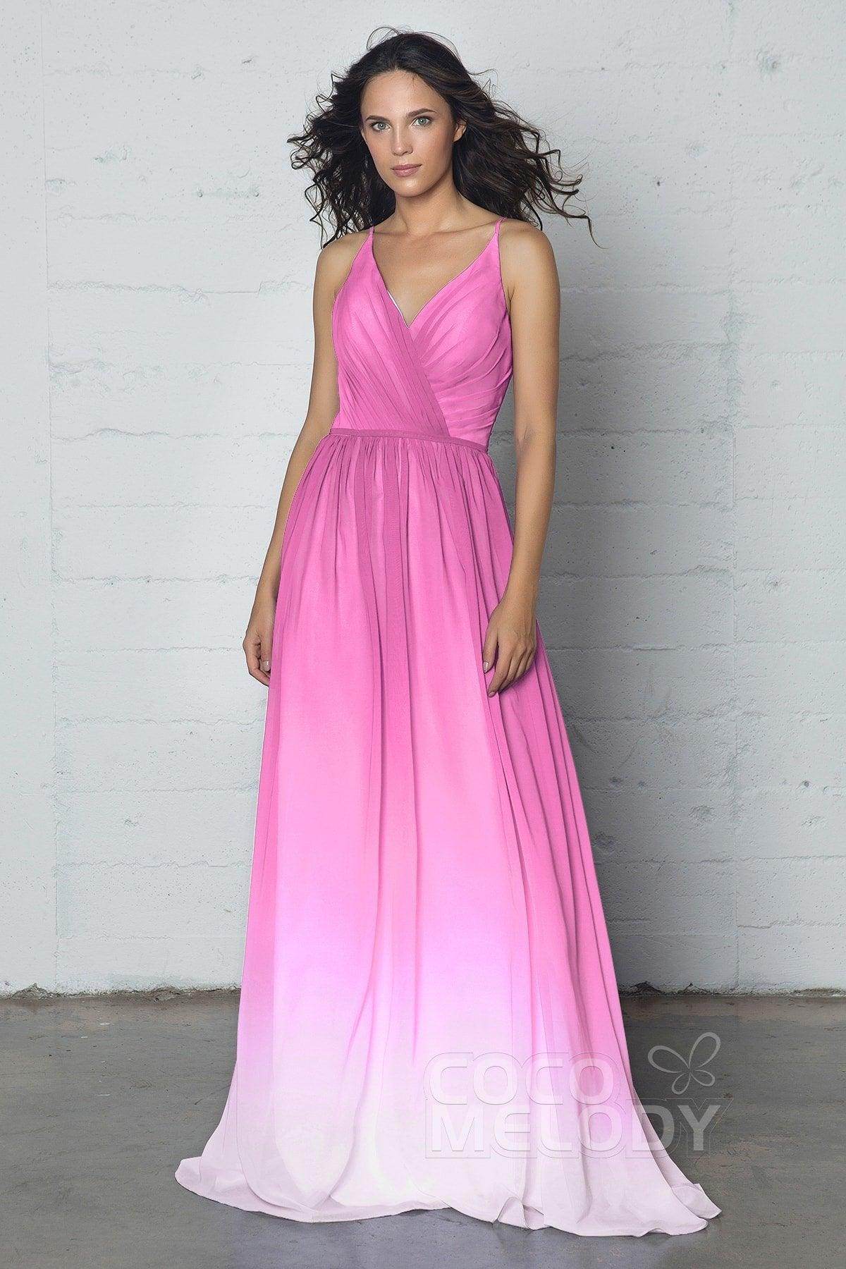 Sheath-Column Floor Length Chiffon Ombre Dress COZF17013