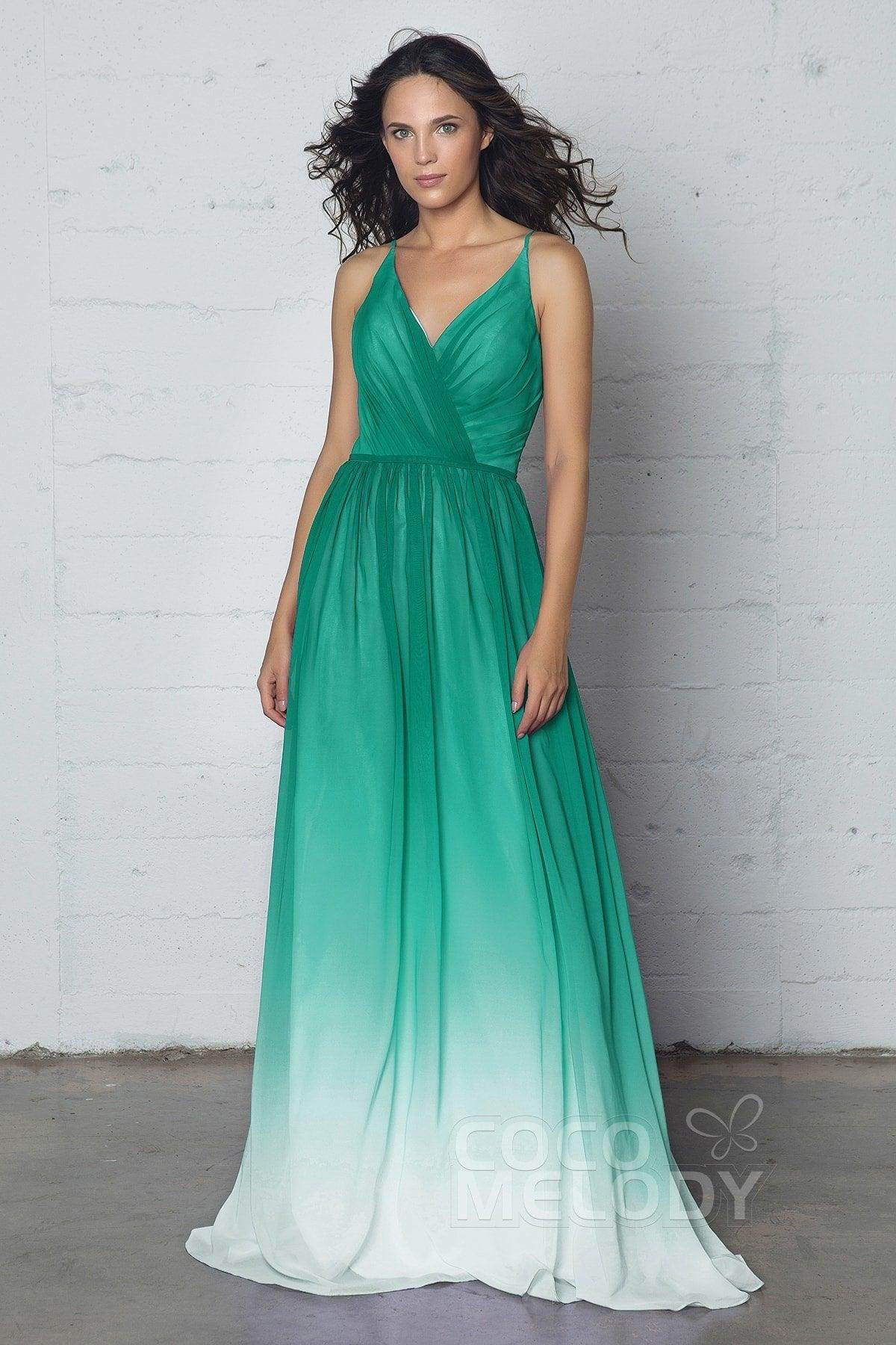Sheath-Column Floor Length Chiffon Ombre Dress COZF17013