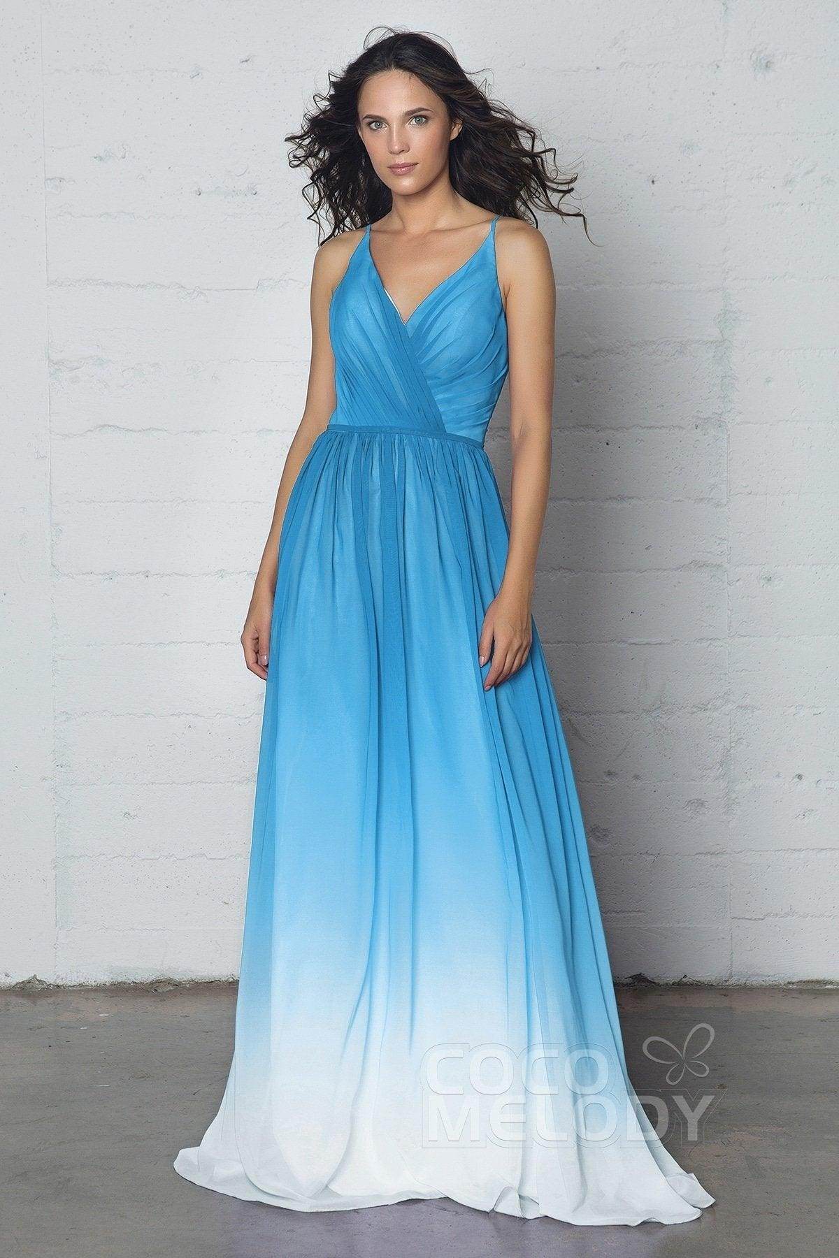 Sheath-Column Floor Length Chiffon Ombre Dress COZF17013