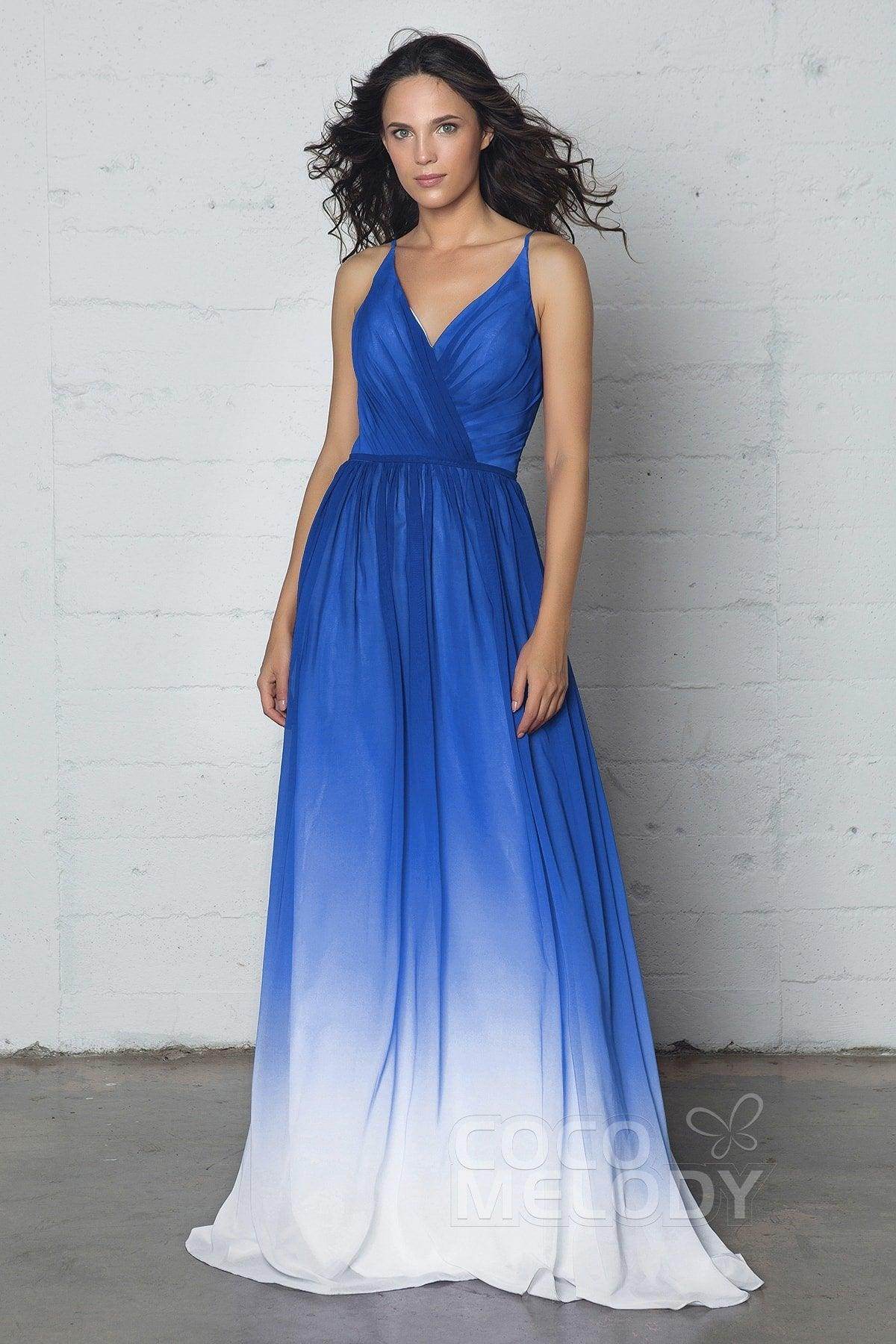 Sheath-Column Floor Length Chiffon Ombre Dress COZF17013