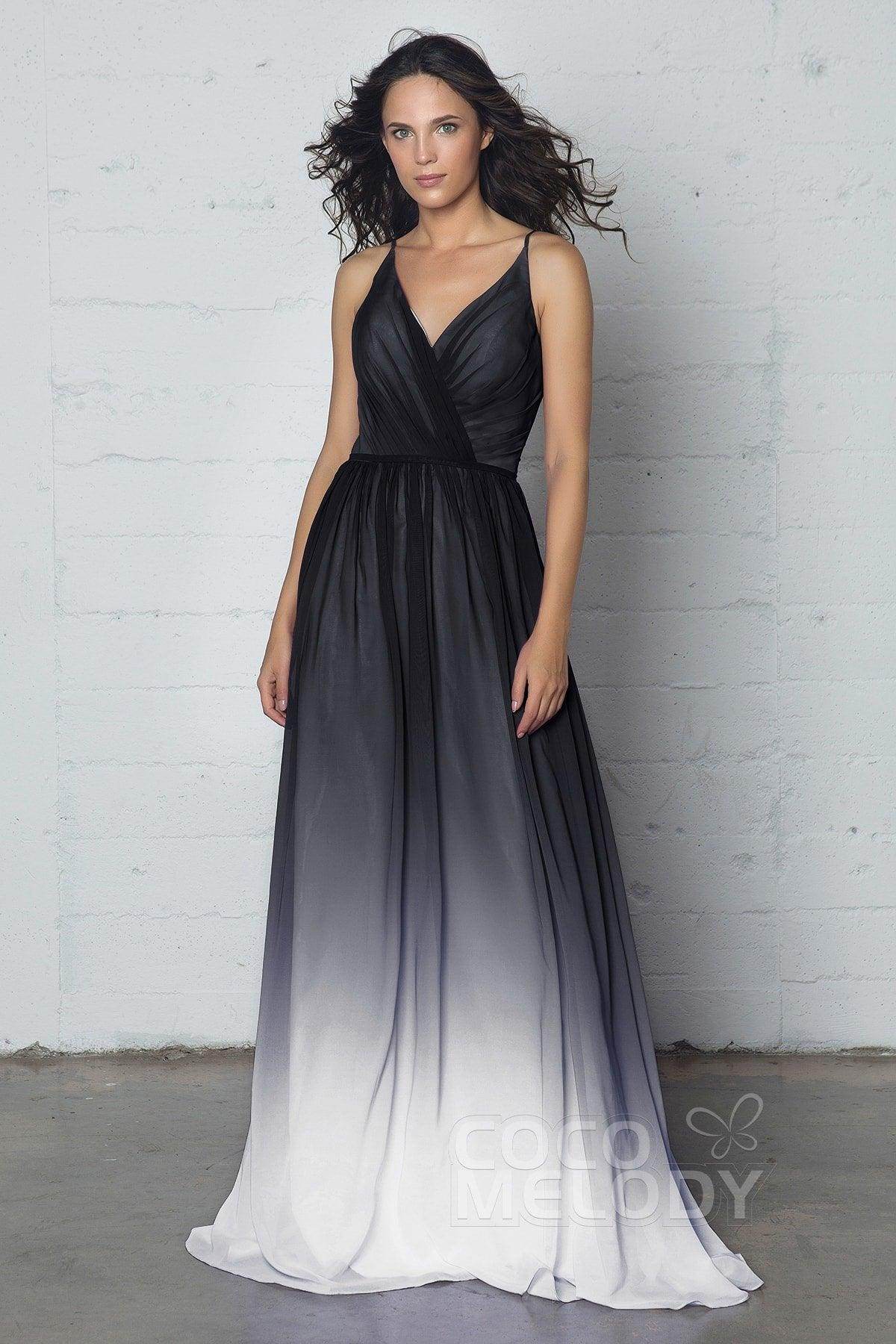 Sheath-Column Floor Length Chiffon Ombre Dress COZF17013