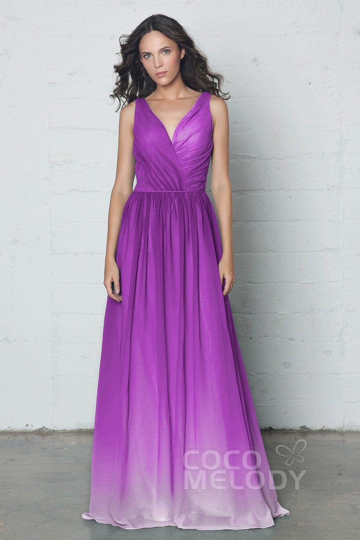 Sheath-Column Floor Length Chiffon Ombre Dress COZF17014
