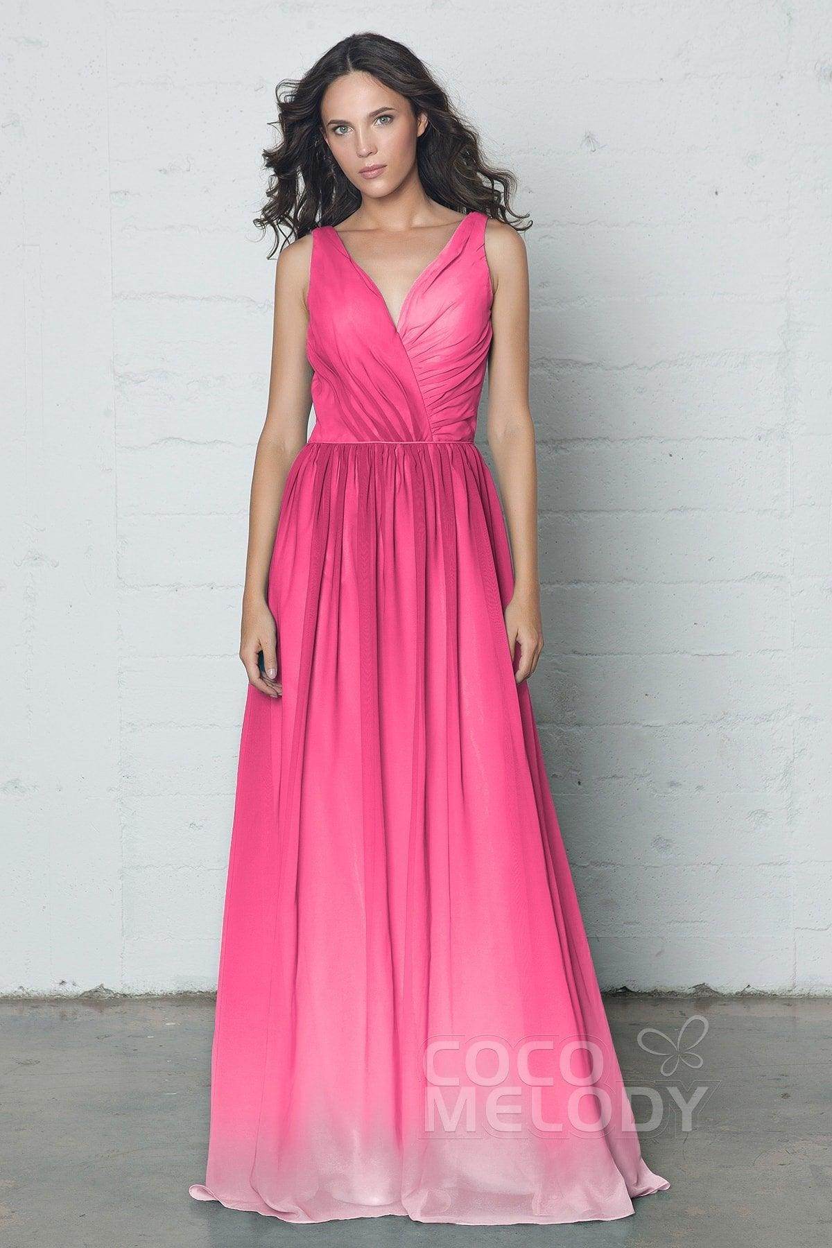 Sheath-Column Floor Length Chiffon Ombre Dress COZF17014