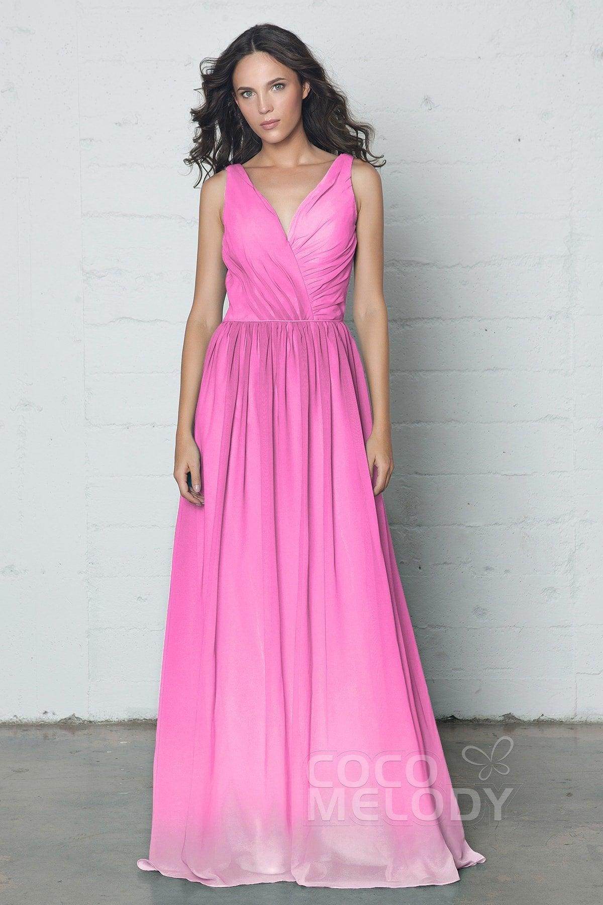 Sheath-Column Floor Length Chiffon Ombre Dress COZF17014