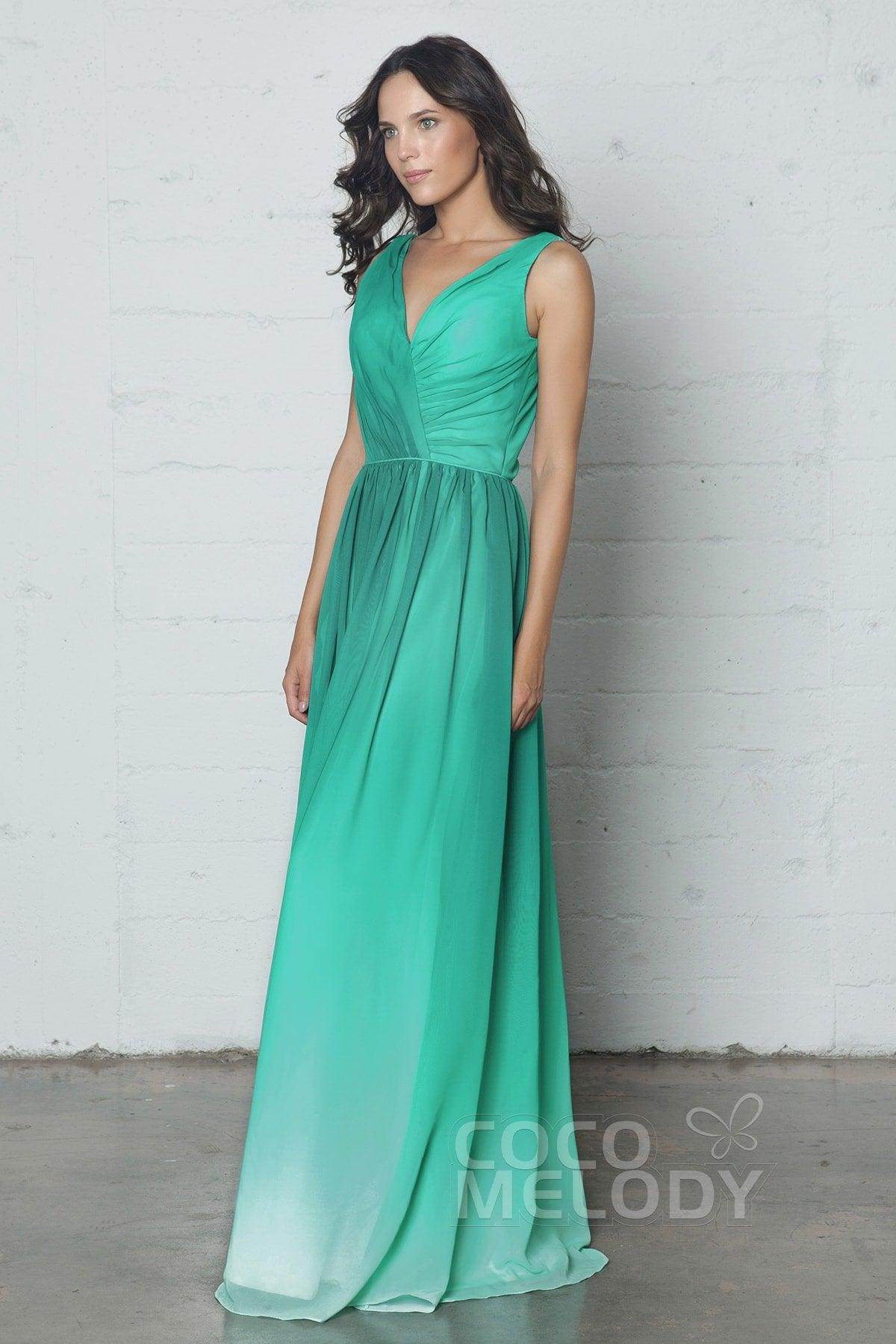 Sheath-Column Floor Length Chiffon Ombre Dress COZF17014
