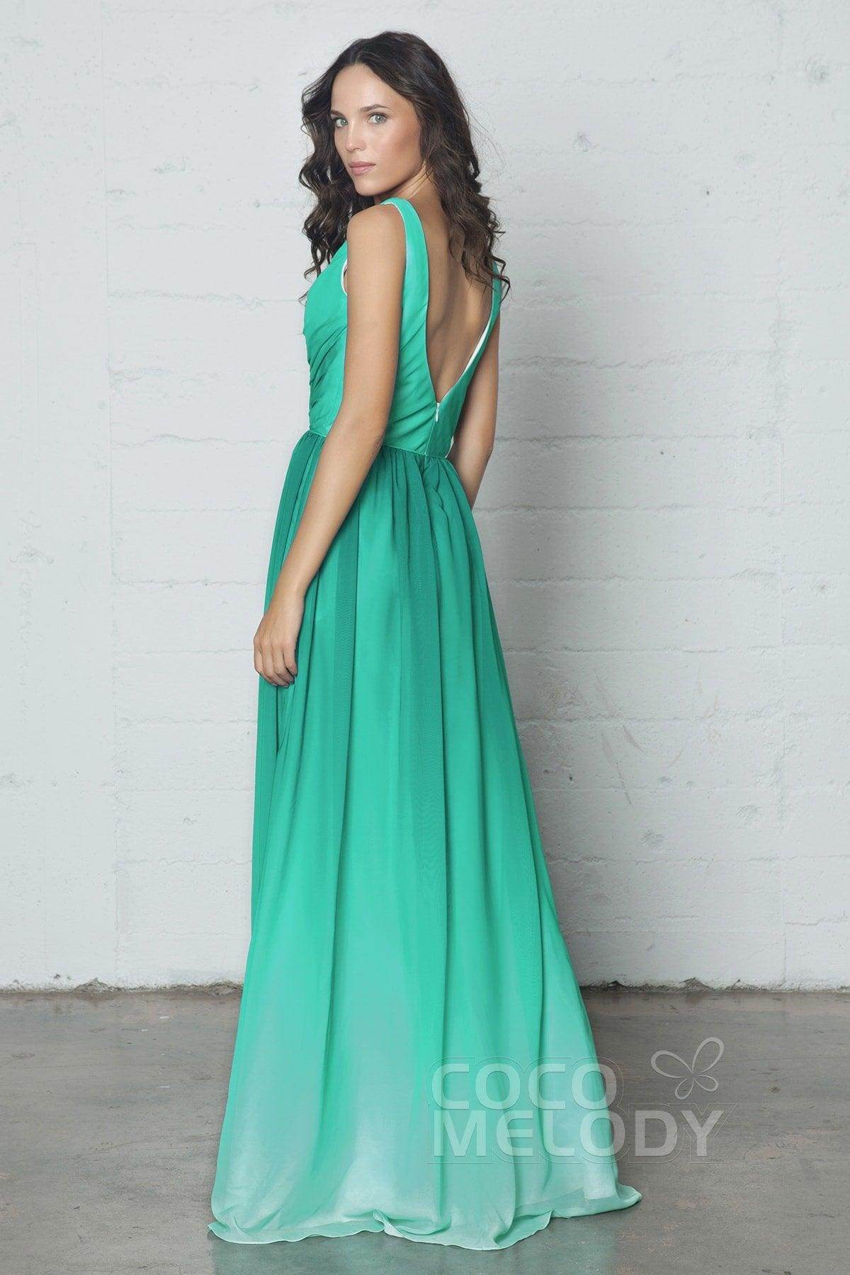 Sheath-Column Floor Length Chiffon Ombre Dress COZF17014