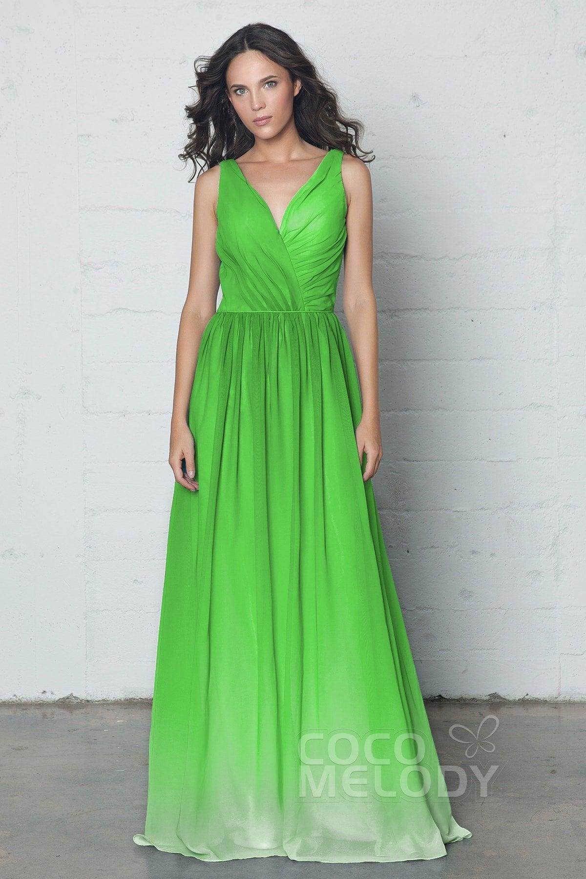 Sheath-Column Floor Length Chiffon Ombre Dress COZF17014