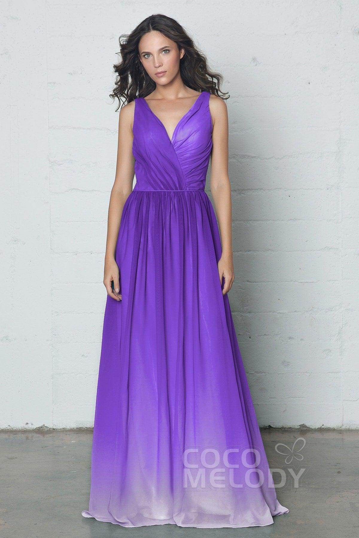 Sheath-Column Floor Length Chiffon Ombre Dress COZF17014