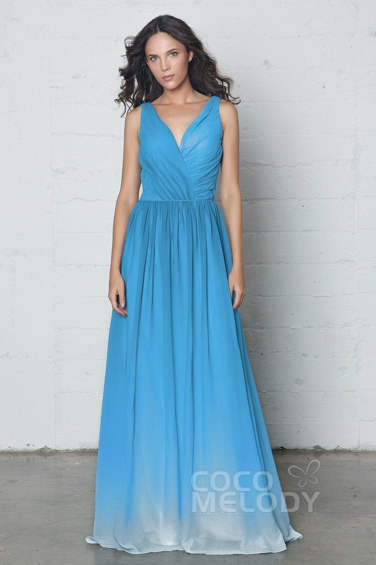 Sheath-Column Floor Length Chiffon Ombre Dress COZF17014