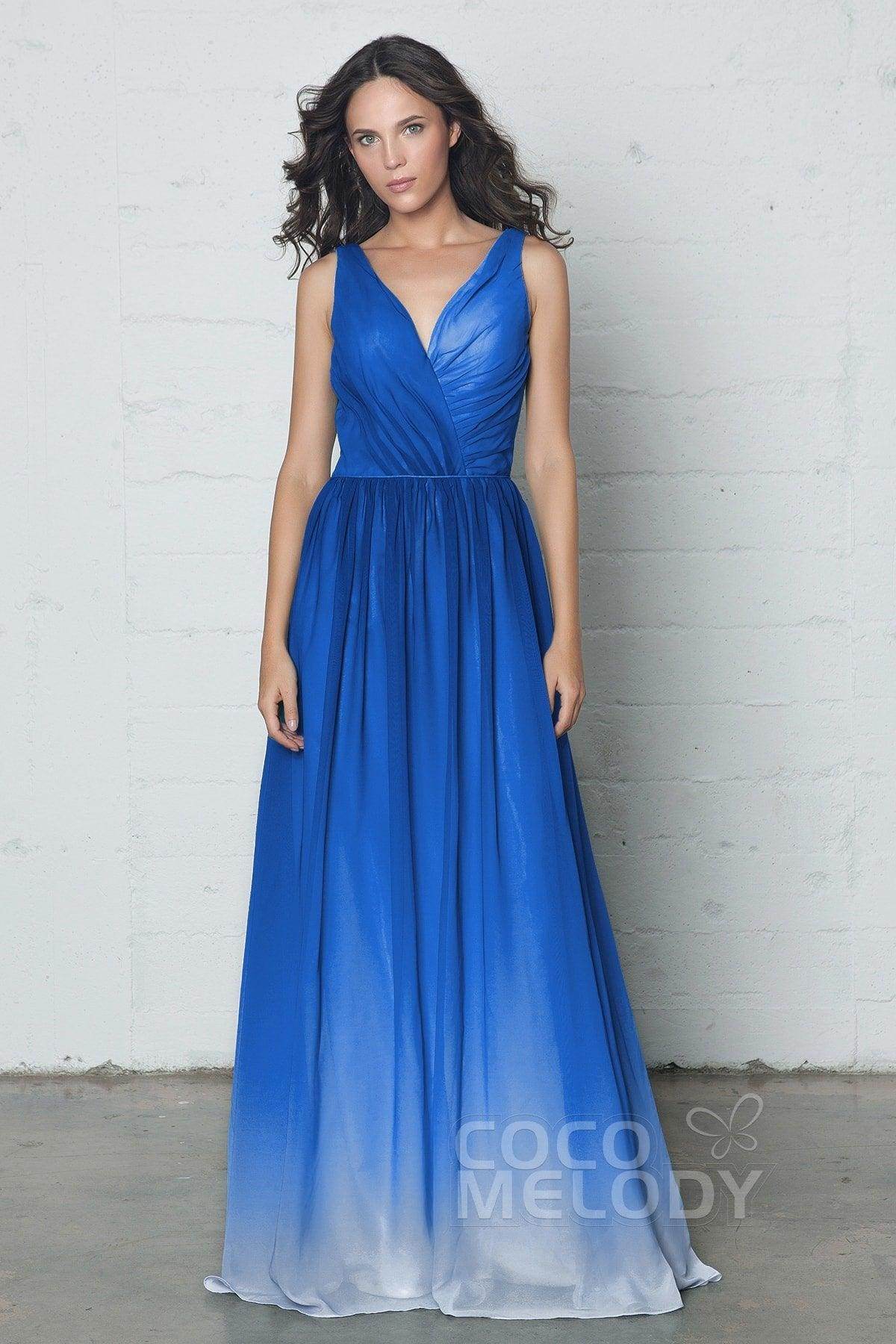 Sheath-Column Floor Length Chiffon Ombre Dress COZF17014