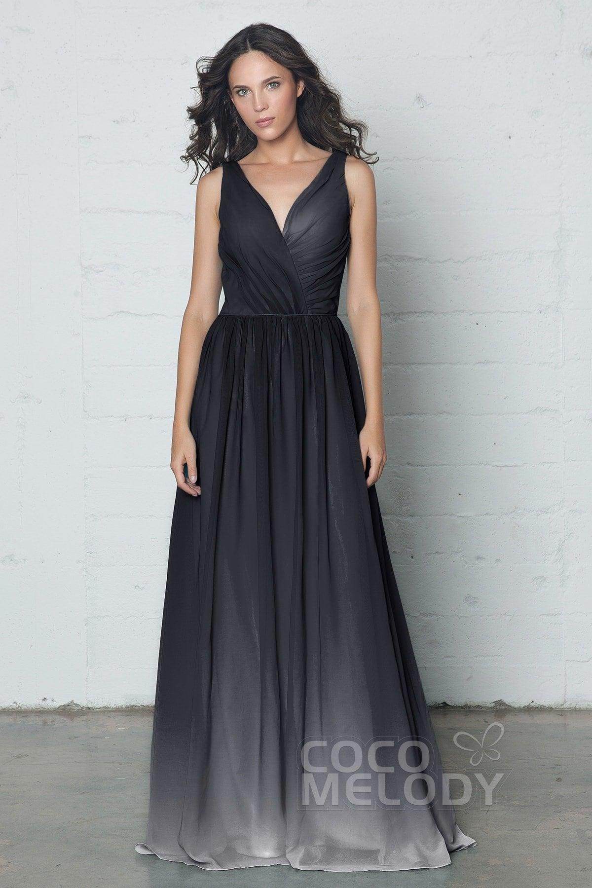 Sheath-Column Floor Length Chiffon Ombre Dress COZF17014