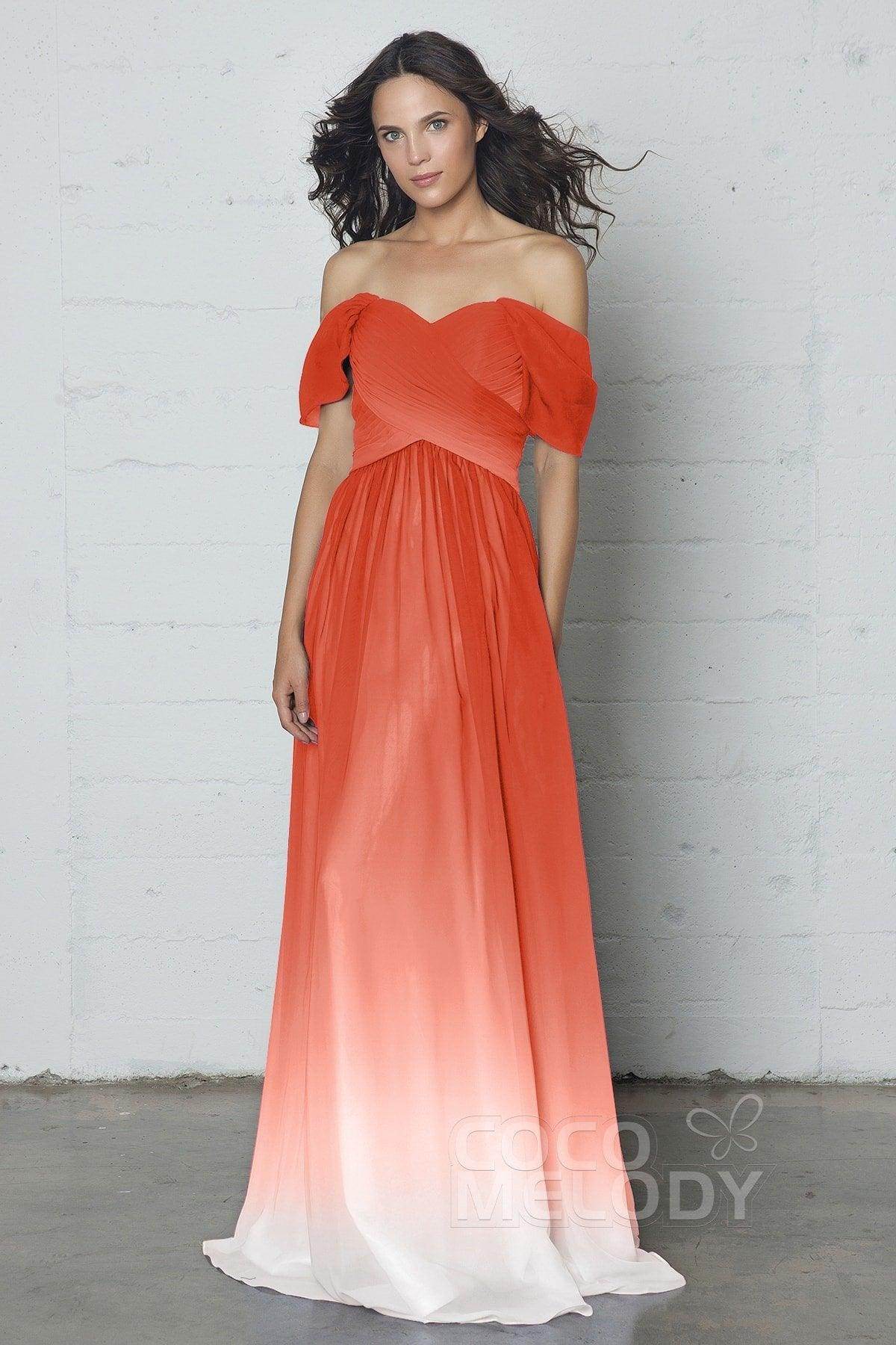 Sheath-Column Floor Length Ombre Chiffon Dress COZF17015