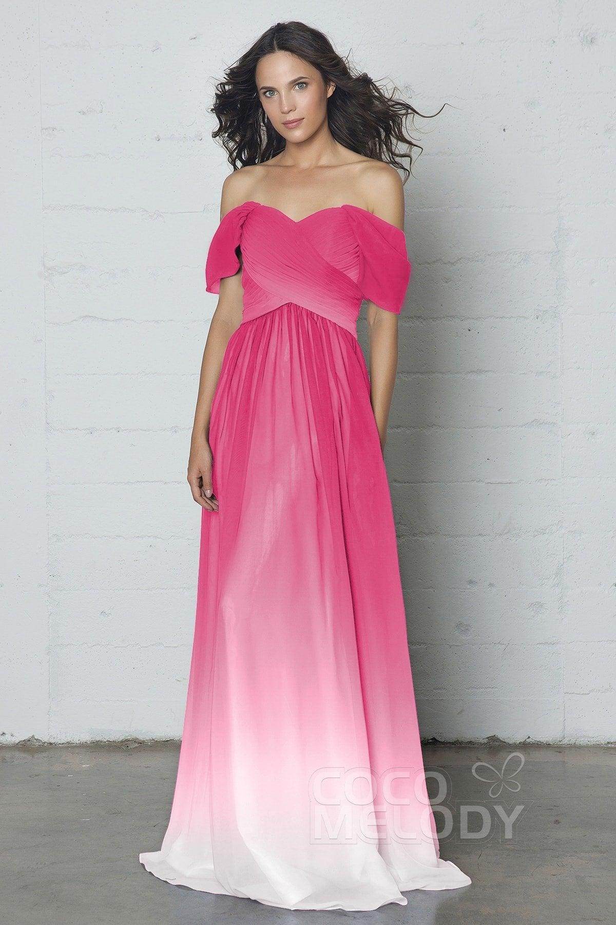 Sheath-Column Floor Length Ombre Chiffon Dress COZF17015